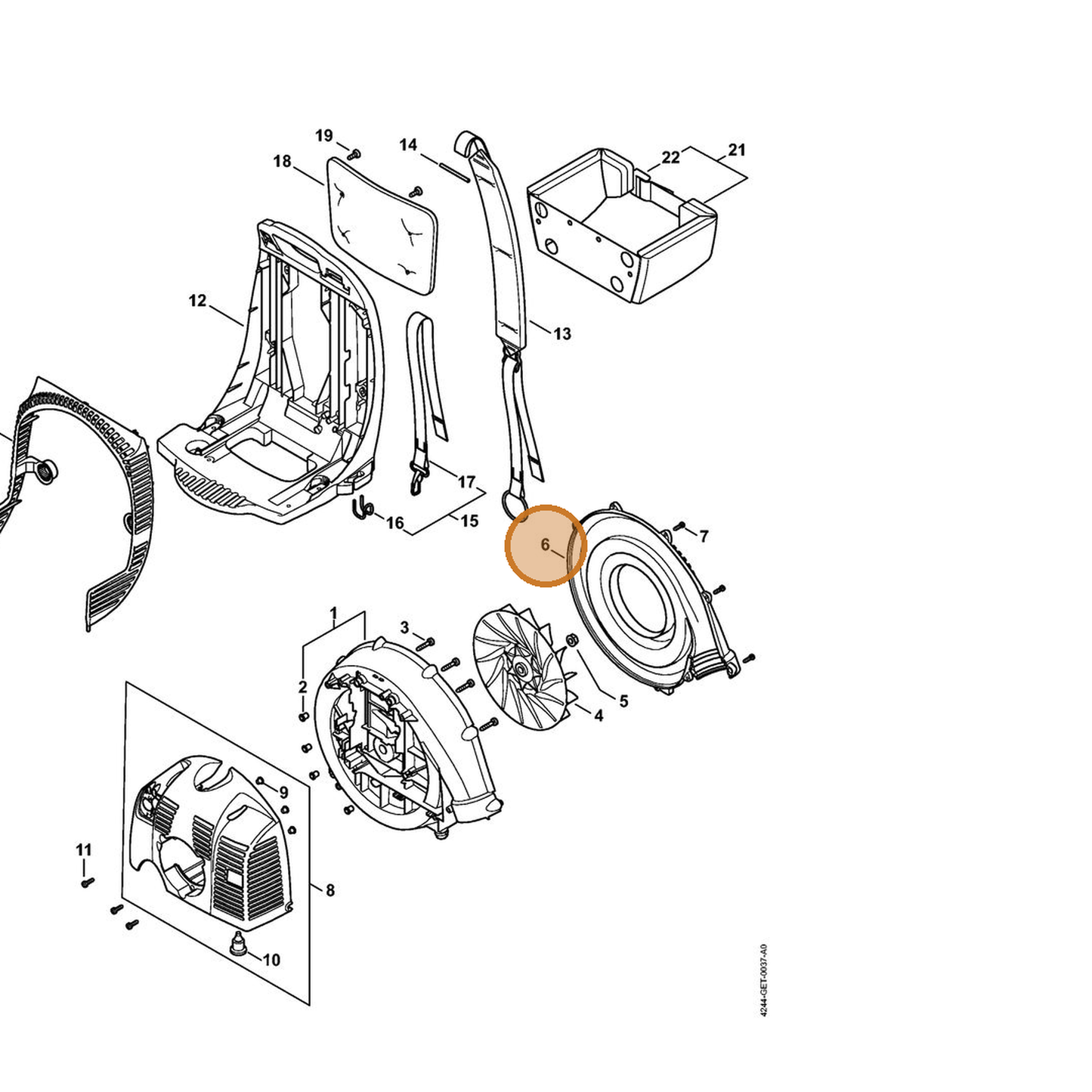 STIHL part 4244-701-0706 — IPL diagram snippet (6x zoom, amber highlight)