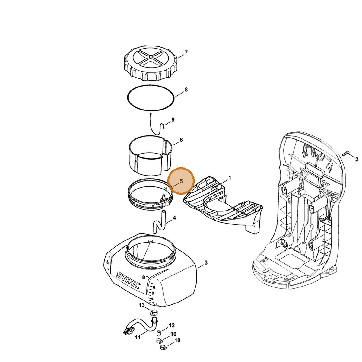 STIHL part 4244-701-1600 — IPL diagram snippet (6x zoom, amber highlight)