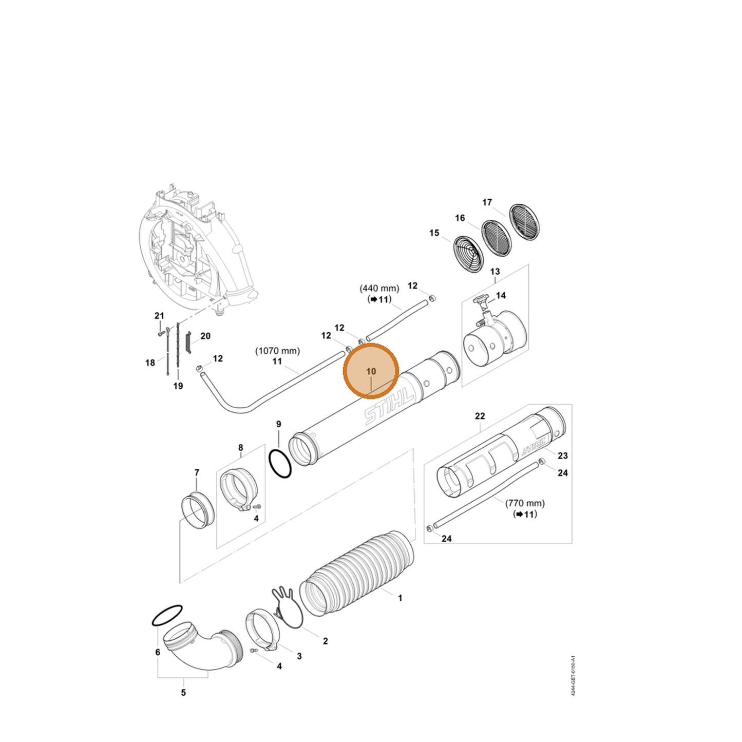 STIHL part 4244-701-5400 — IPL diagram snippet (6x zoom, amber highlight)