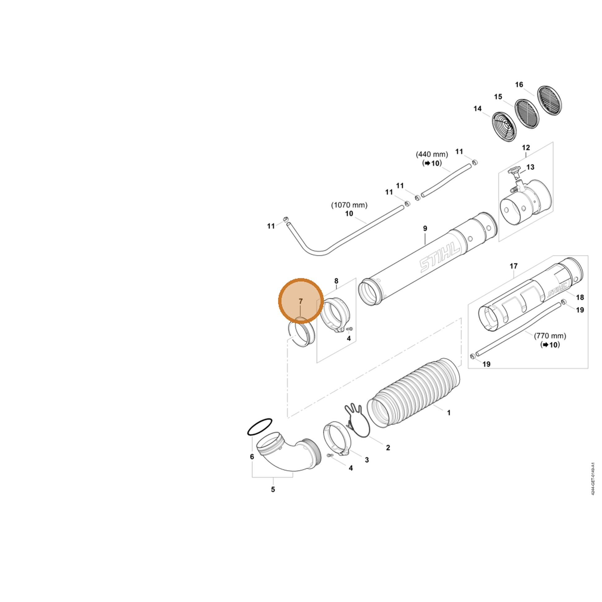 STIHL part 4244-701-6300 — IPL diagram snippet (6x zoom, amber highlight)
