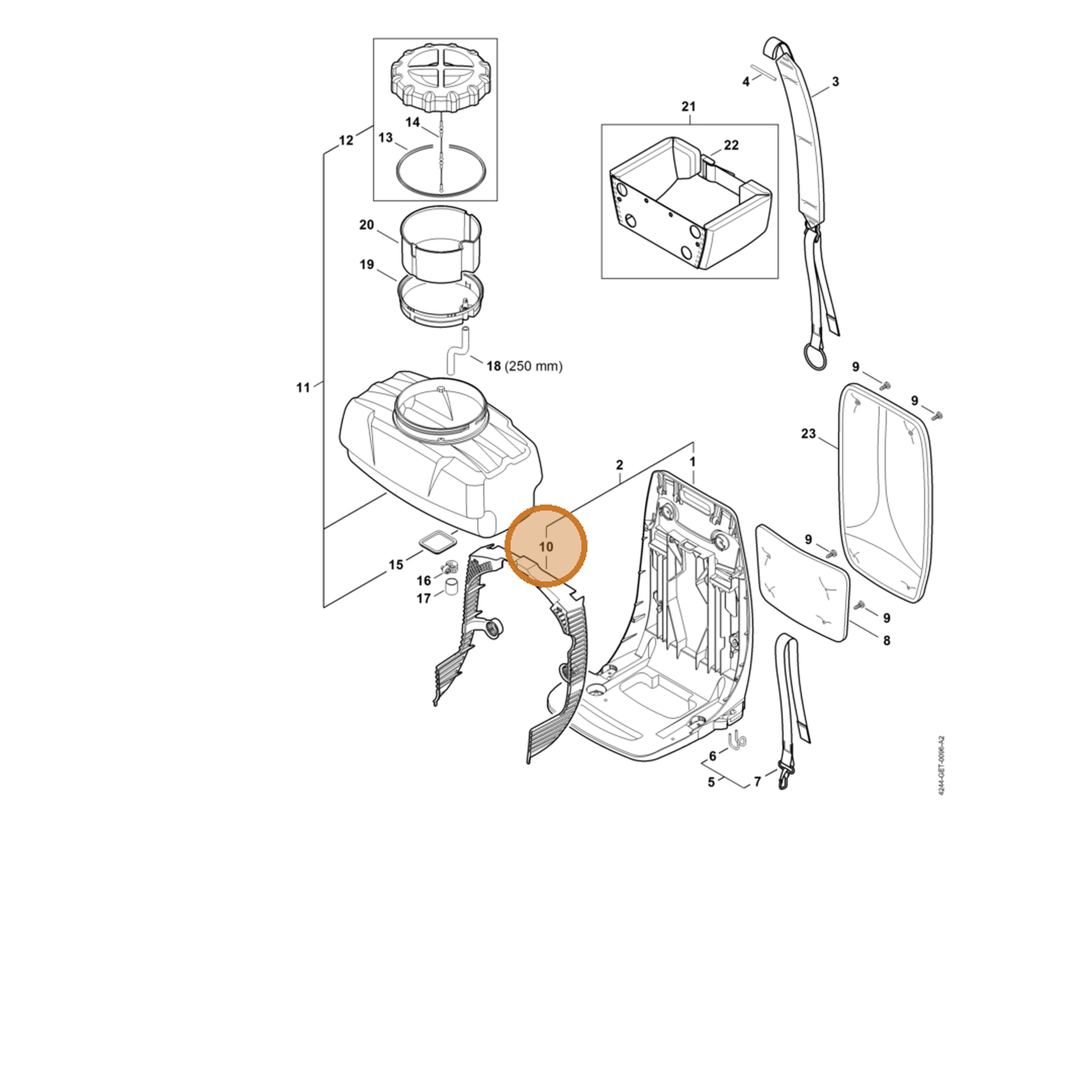 STIHL part 4244-706-8004 — IPL diagram snippet (6x zoom, amber highlight)