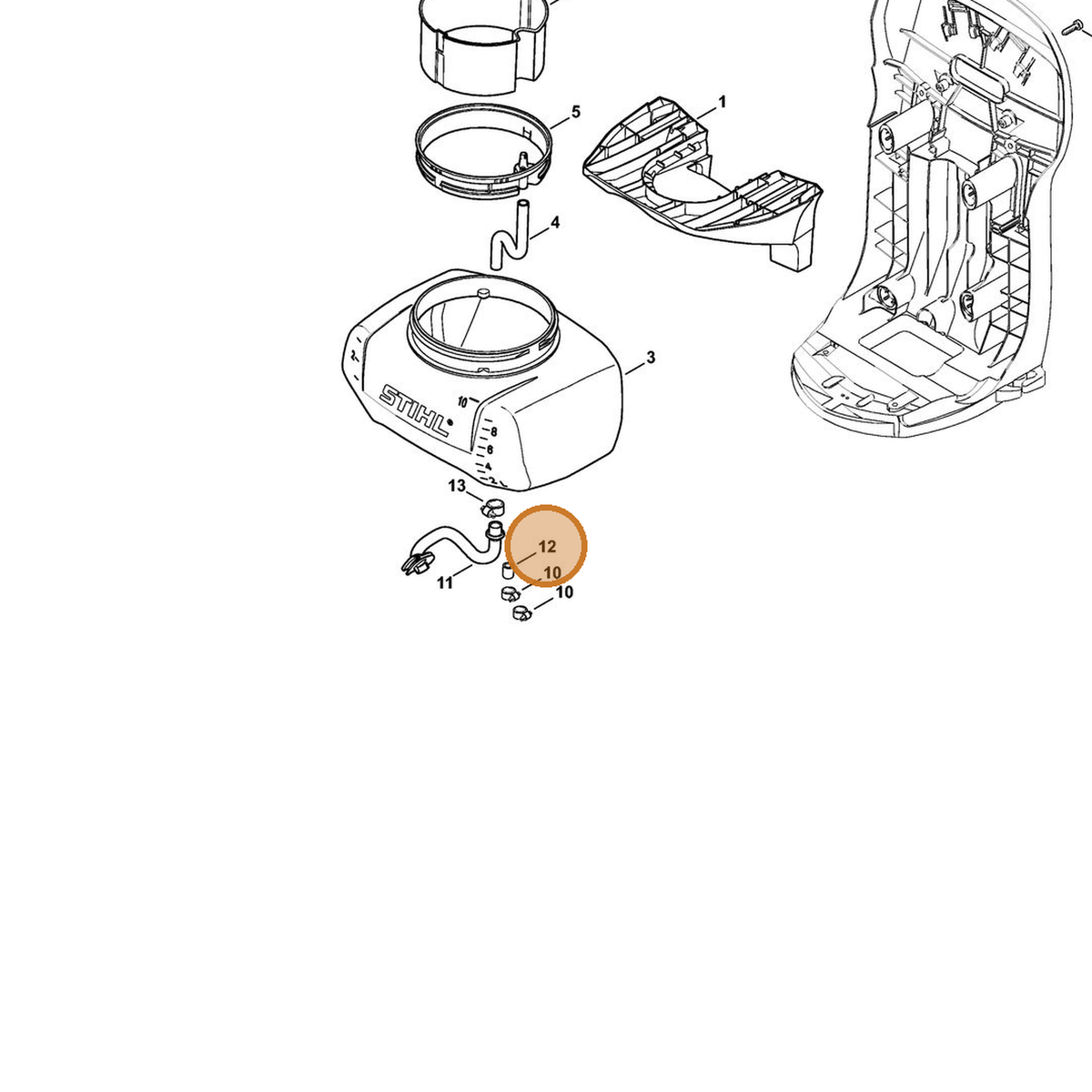 STIHL part 4244-708-5900 — IPL diagram snippet (6x zoom, amber highlight)