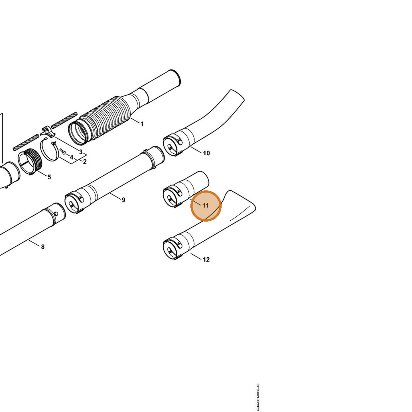 STIHL part 4244-708-6300 — IPL diagram snippet (6x zoom, amber highlight)