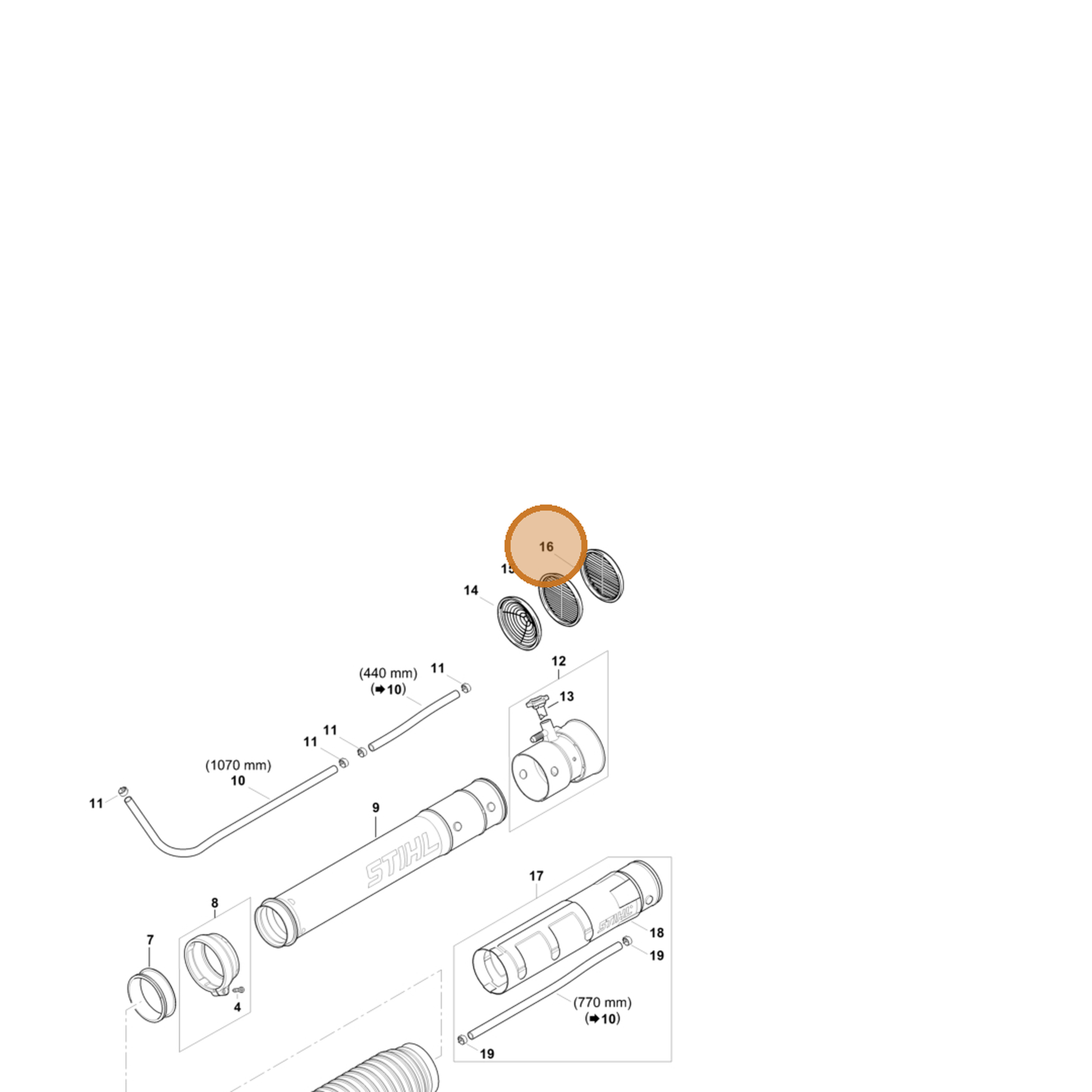 STIHL part 4244-708-6600 — IPL diagram snippet (6x zoom, amber highlight)
