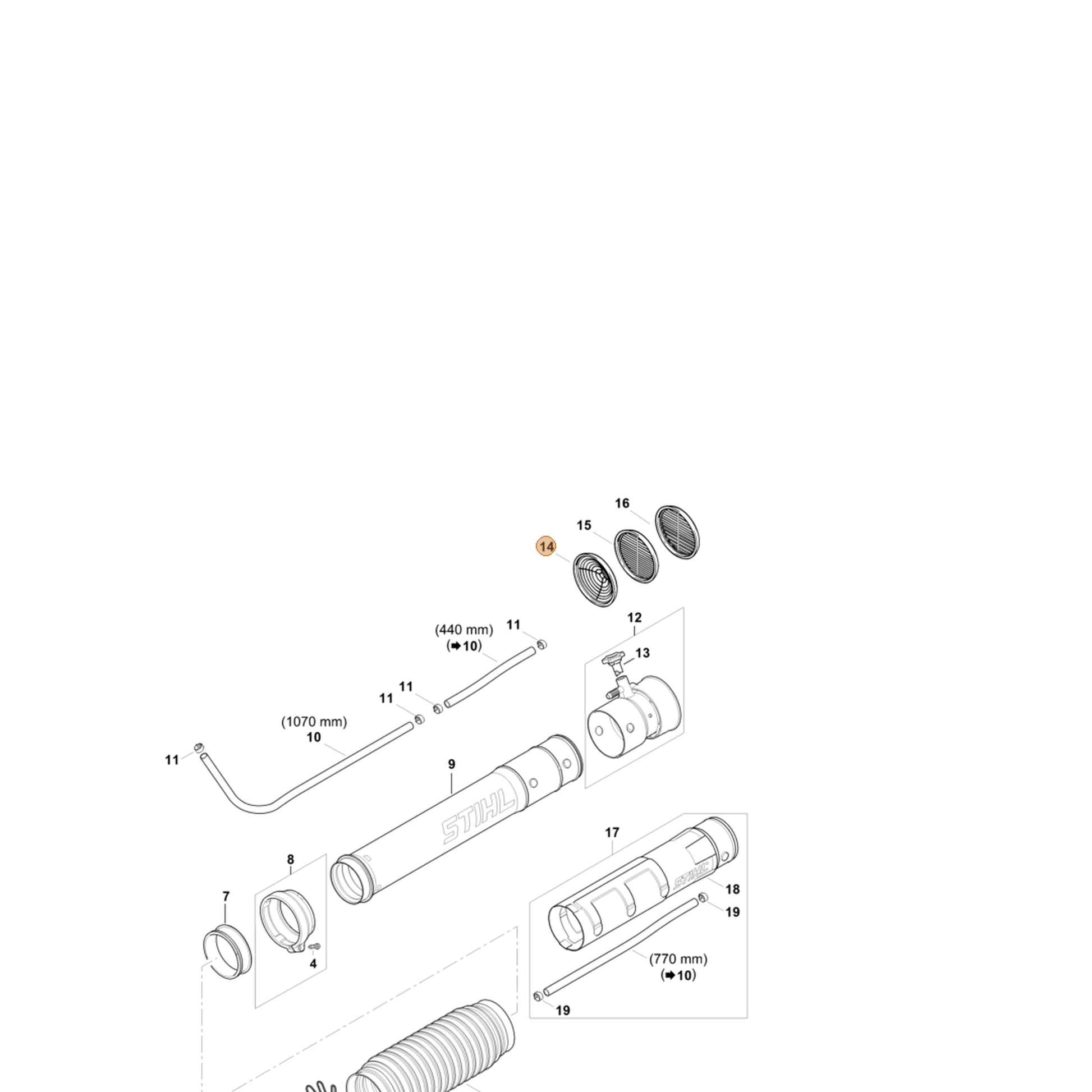 STIHL part 4244-708-6700 — IPL diagram snippet (6x zoom, amber highlight)