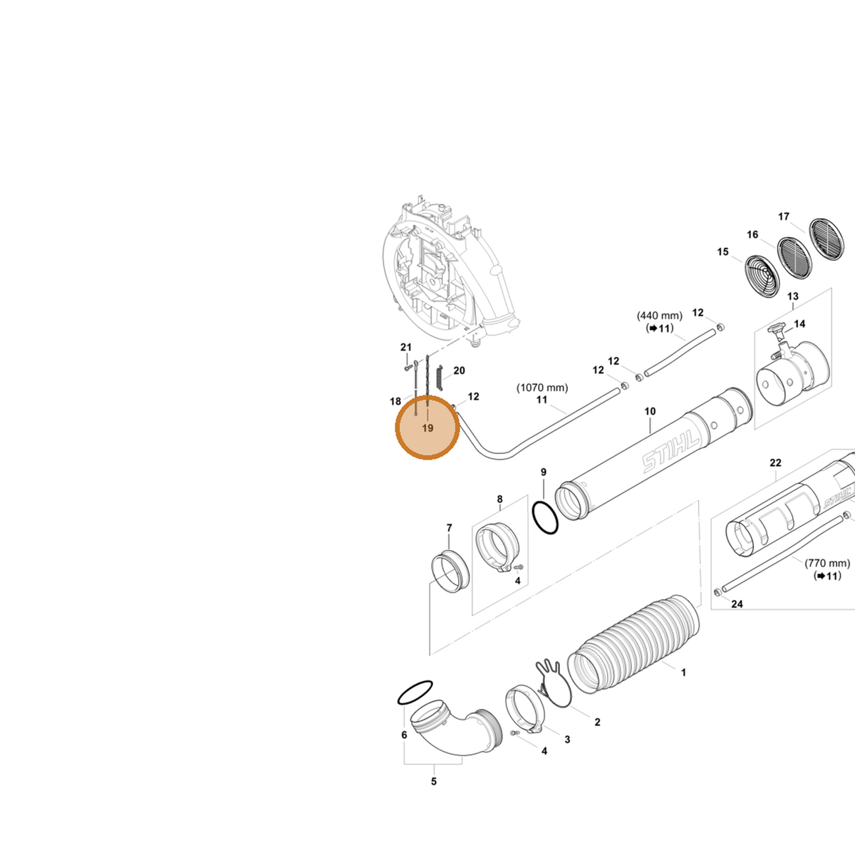 STIHL part 4244-717-8101 — IPL diagram snippet (6x zoom, amber highlight)