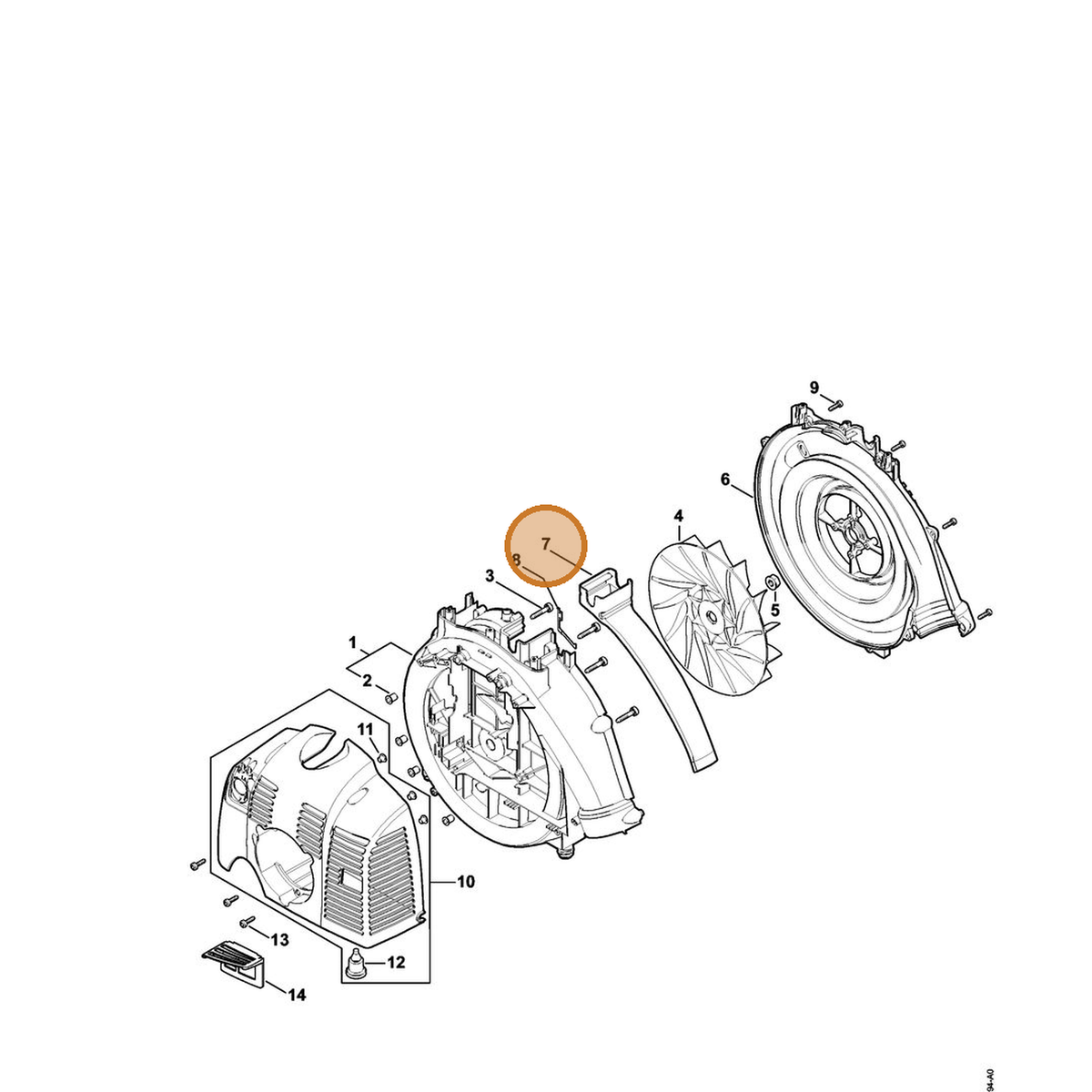 STIHL part 4244-761-0801 — IPL diagram snippet (6x zoom, amber highlight)