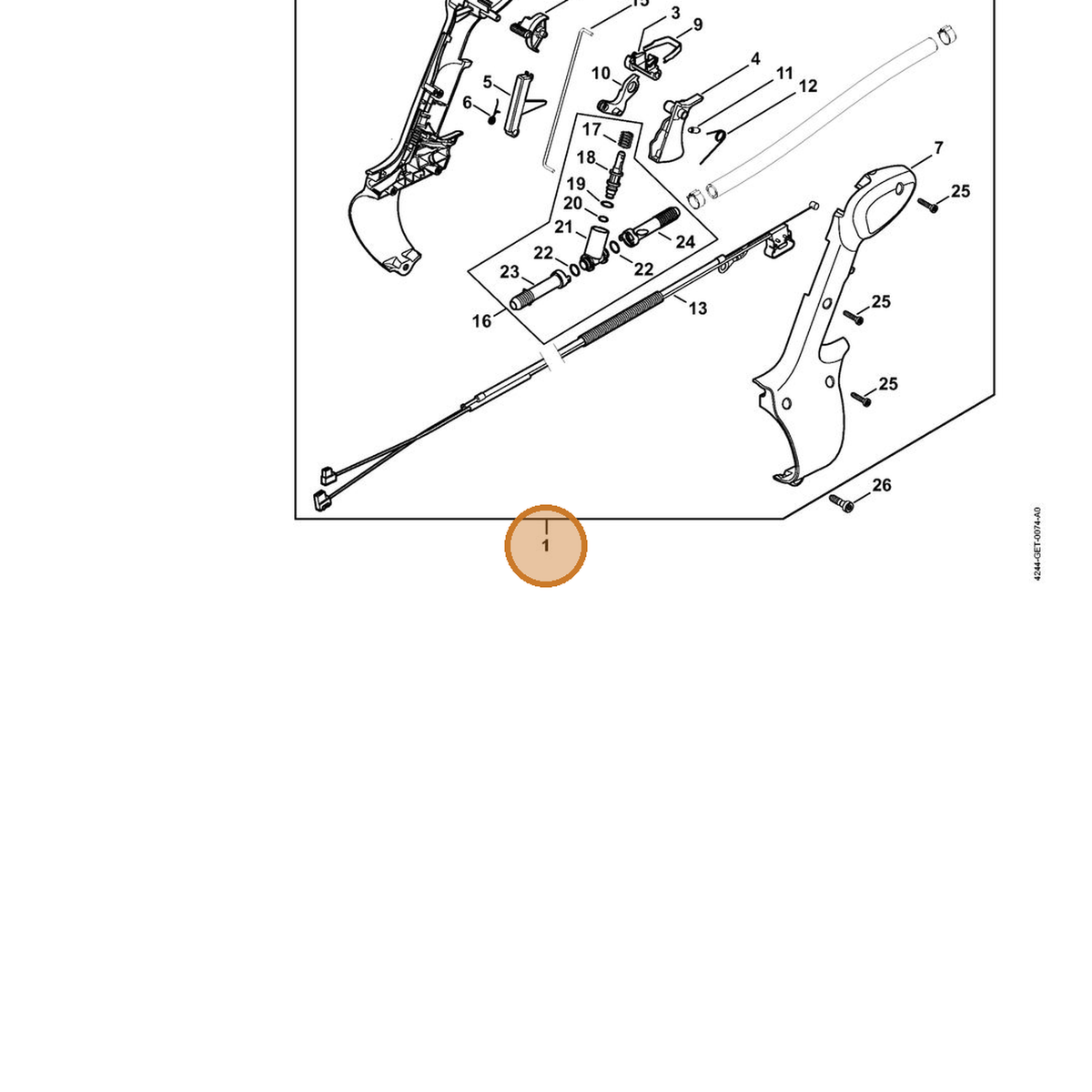 STIHL part 4244-790-1300 — IPL diagram snippet (6x zoom, amber highlight)