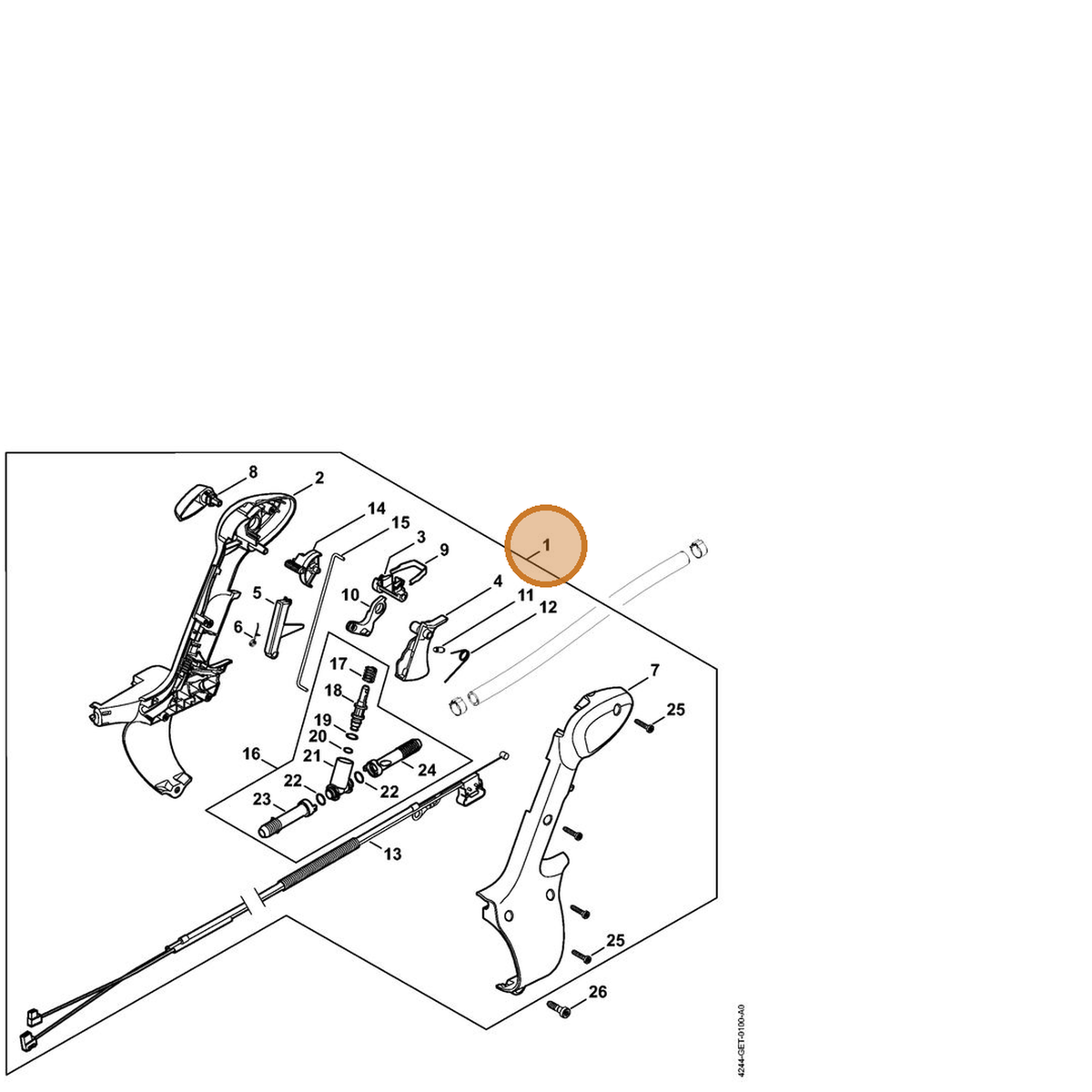 STIHL part 4244-790-1301 — IPL diagram snippet (6x zoom, amber highlight)