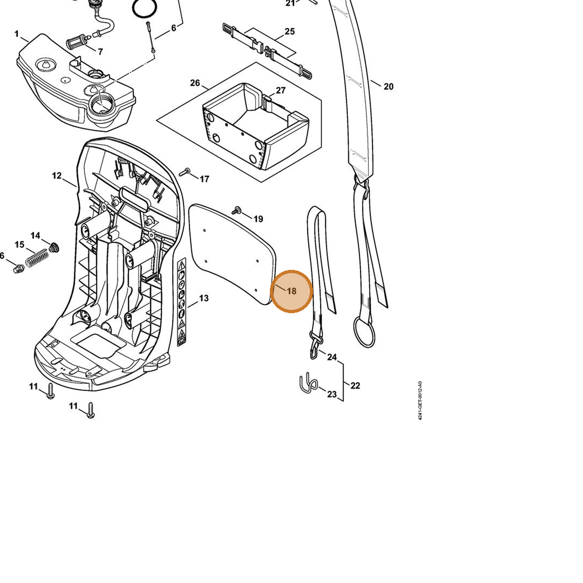 STIHL part 4244-790-8000 — IPL diagram snippet (6x zoom, amber highlight)