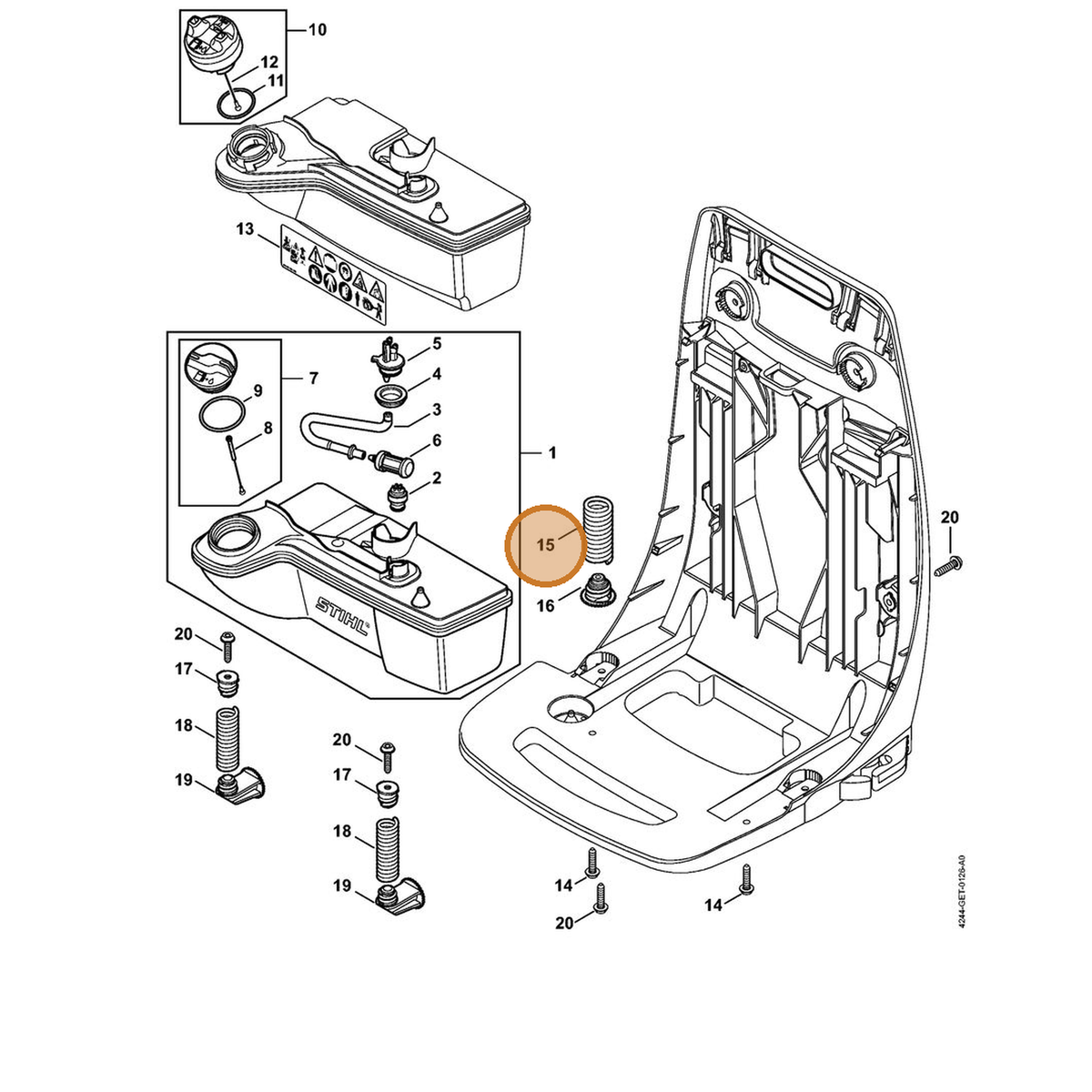 STIHL part 4244-791-3100 — IPL diagram snippet (6x zoom, amber highlight)