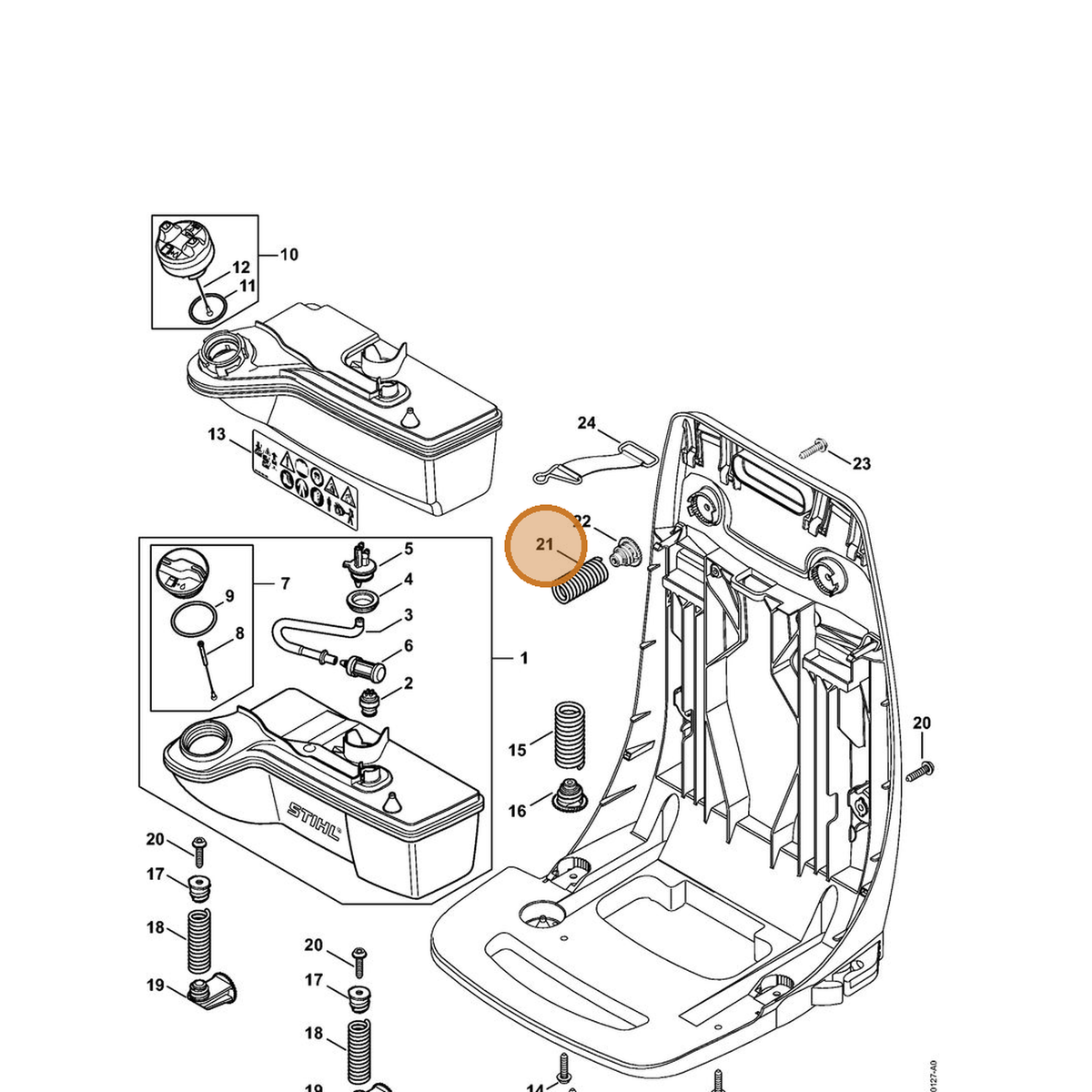 STIHL part 4244-791-3103 — IPL diagram snippet (6x zoom, amber highlight)