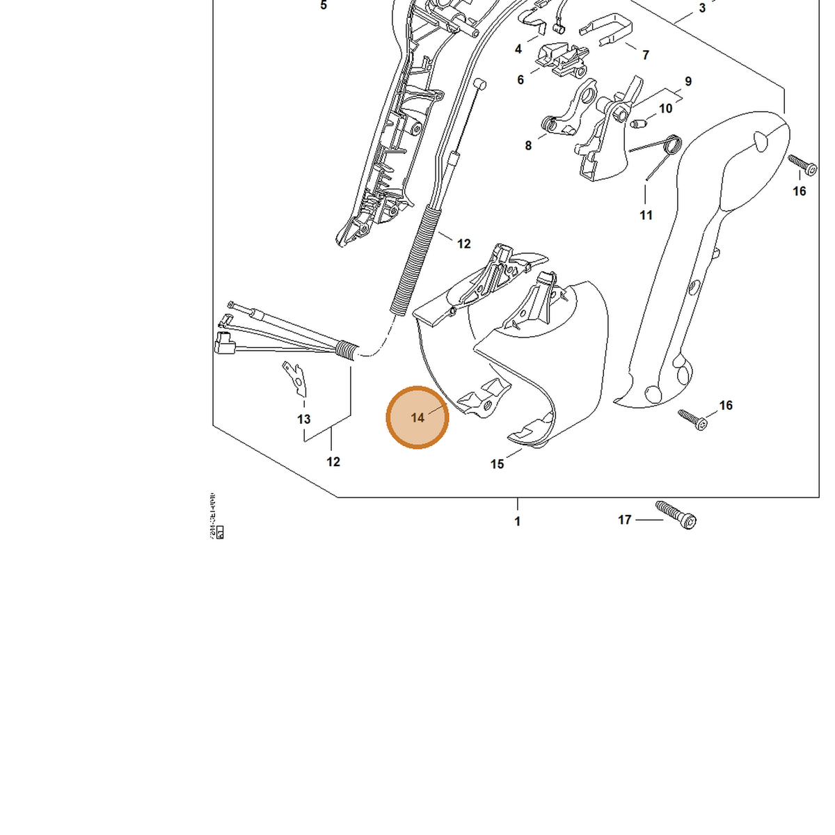 STIHL part 4244-792-0200 — IPL diagram snippet (6x zoom, amber highlight)
