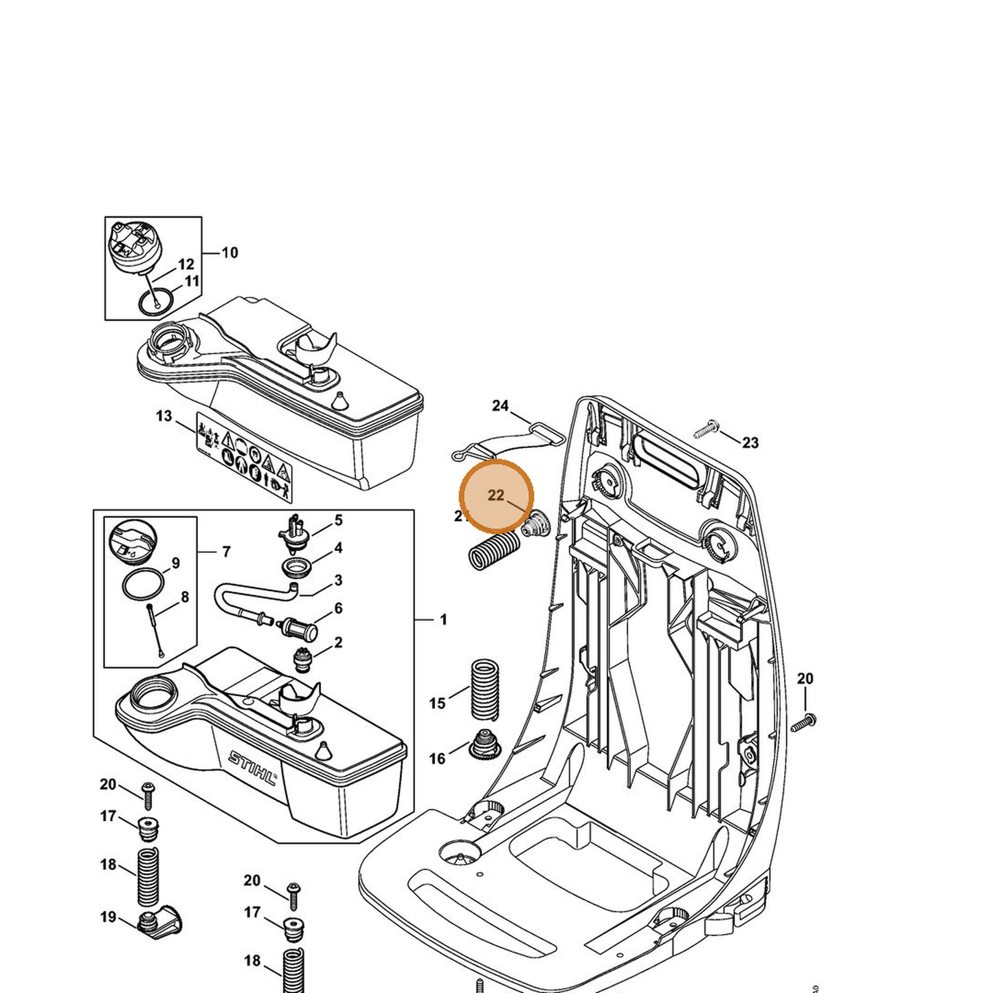 STIHL part 4244-792-2901 — IPL diagram snippet (6x zoom, amber highlight)