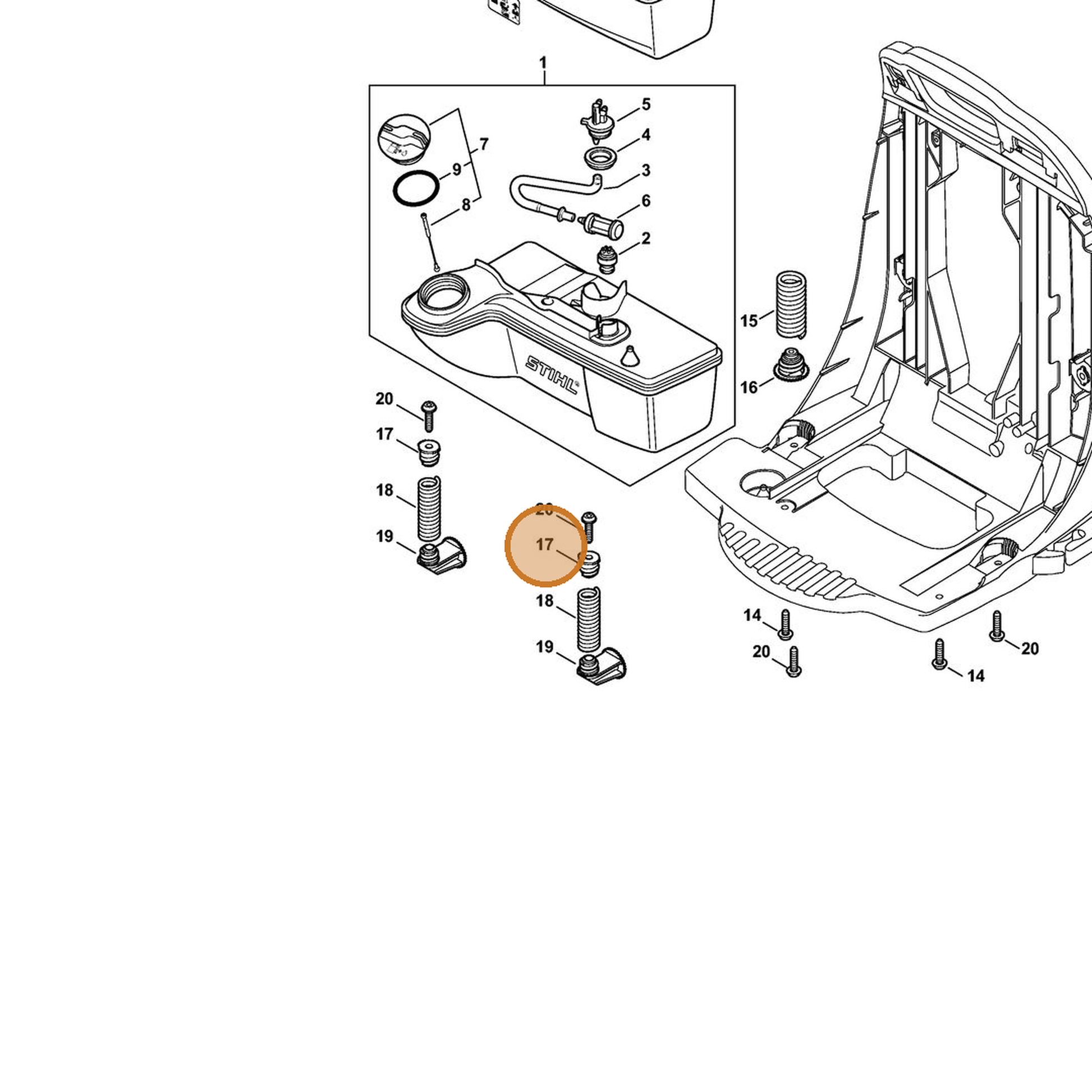 STIHL part 4244-792-2902 — IPL diagram snippet (6x zoom, amber highlight)