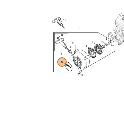 STIHL part 4244-967-1500 — IPL diagram snippet (6x zoom, amber highlight)
