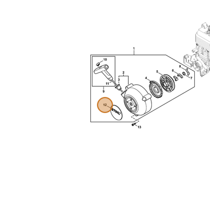 STIHL part 4244-967-1501 — IPL diagram snippet (6x zoom, amber highlight)