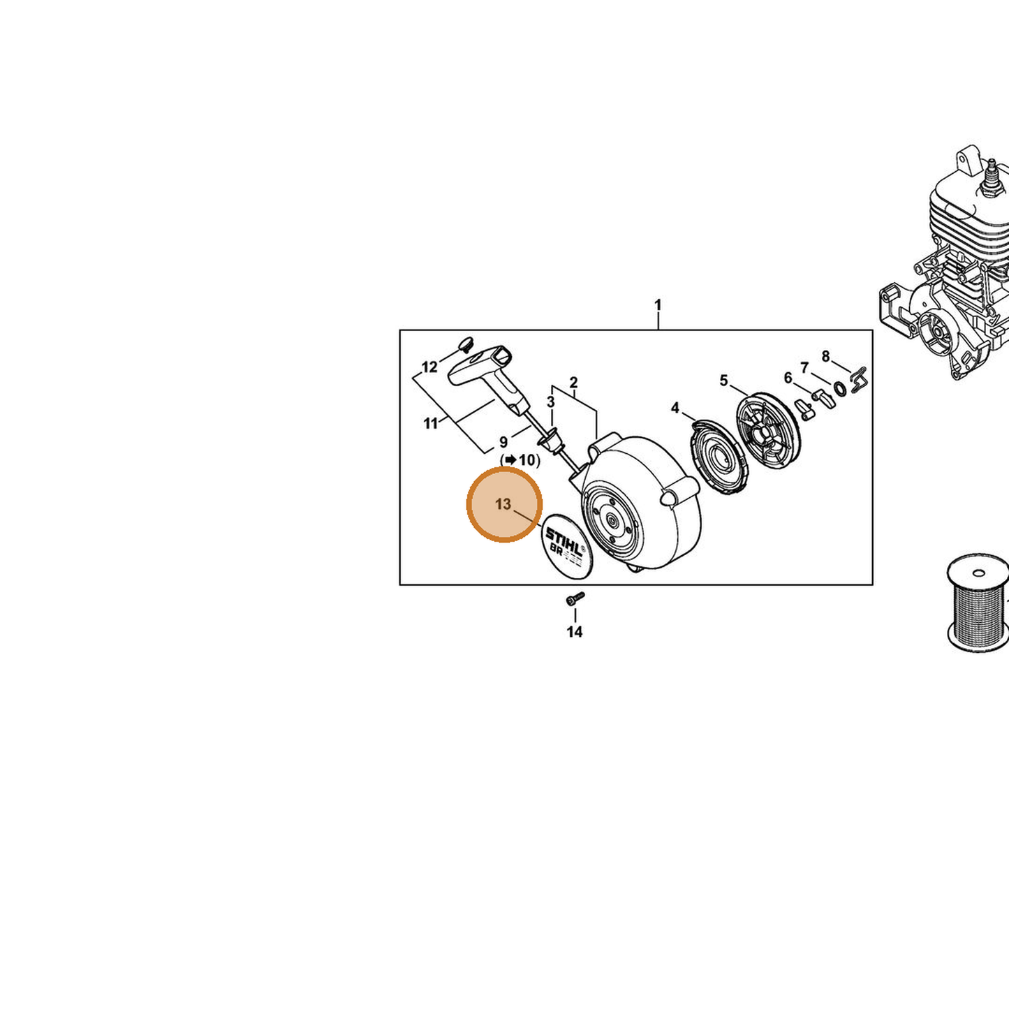 STIHL part 4244-967-1506 — IPL diagram snippet (6x zoom, amber highlight)