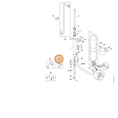 STIHL part 4247-007-1001 — IPL diagram snippet (6x zoom, amber highlight)
