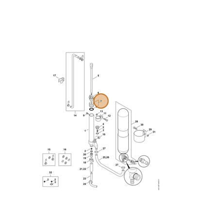 STIHL part 4247-007-1002 — IPL diagram snippet (6x zoom, amber highlight)