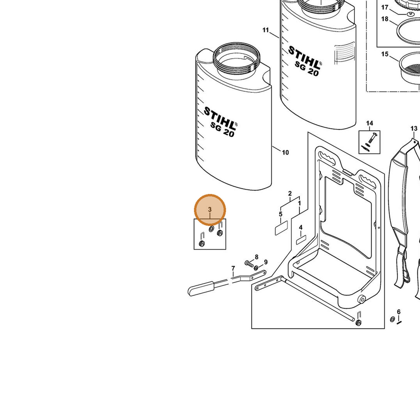 STIHL part 4247-007-1007 — IPL diagram snippet (6x zoom, amber highlight)