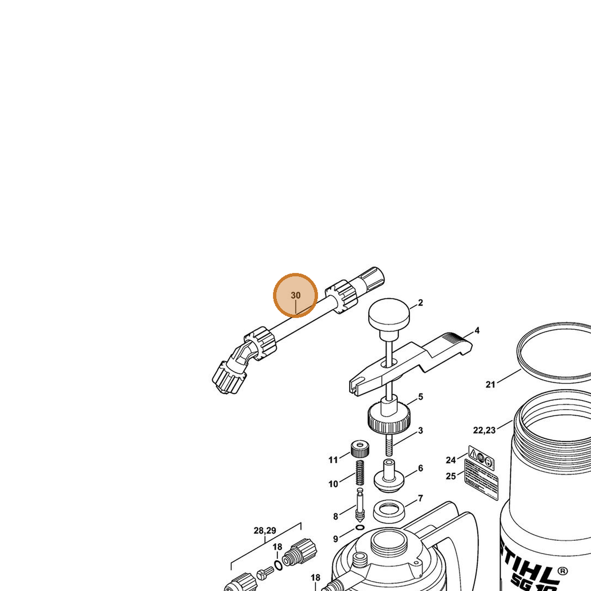 STIHL part 4247-500-0301 — IPL diagram snippet (6x zoom, amber highlight)