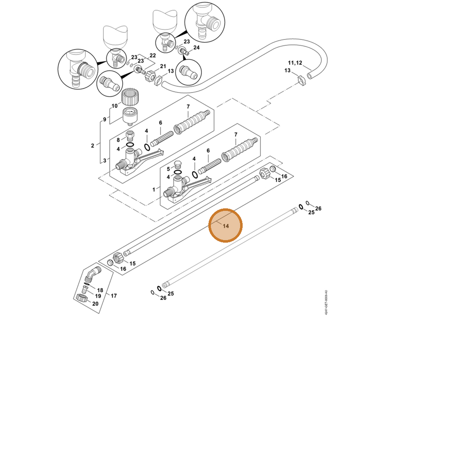 STIHL part 4247-500-0901 — IPL diagram snippet (6x zoom, amber highlight)