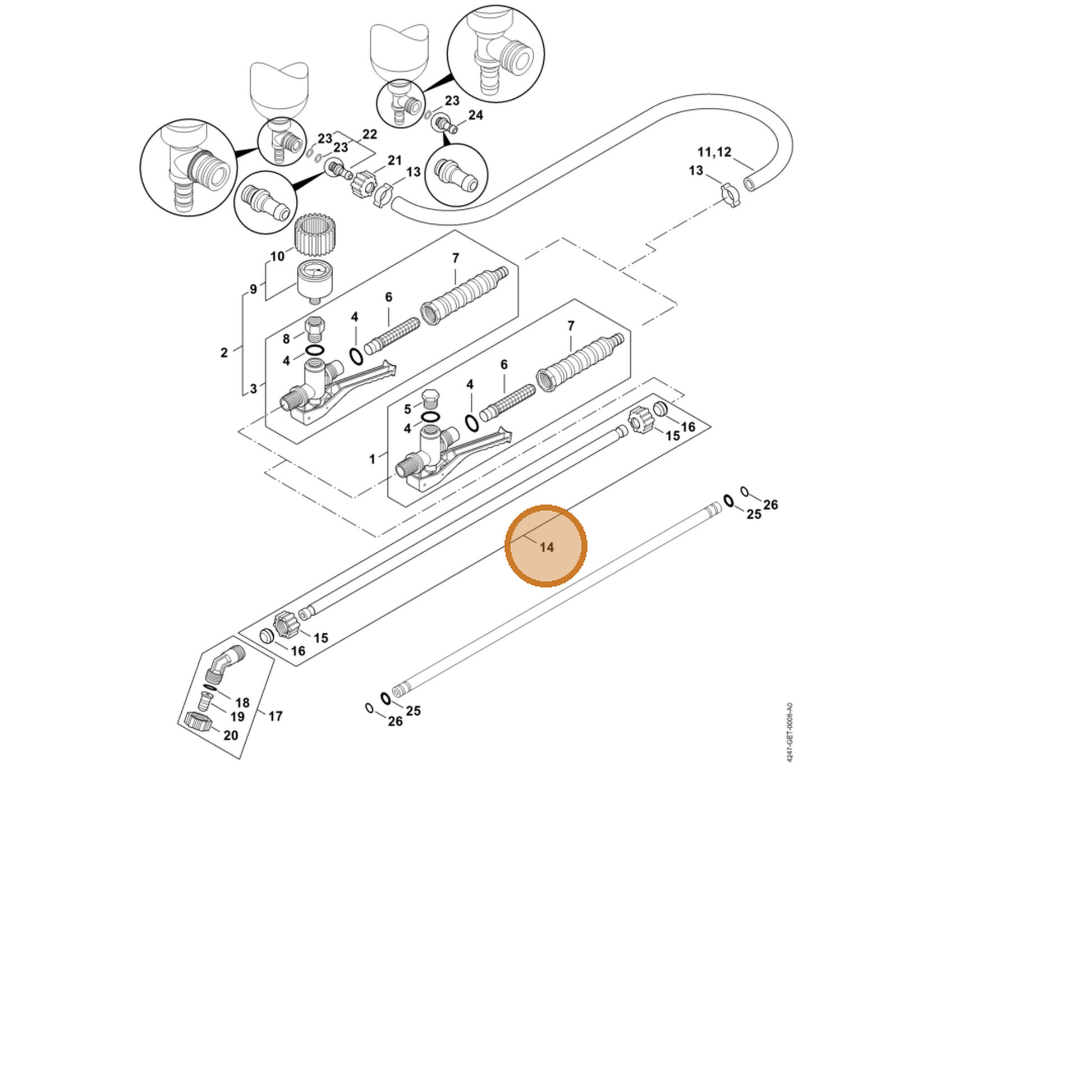 STIHL part 4247-500-0901 — IPL diagram snippet (6x zoom, amber highlight)