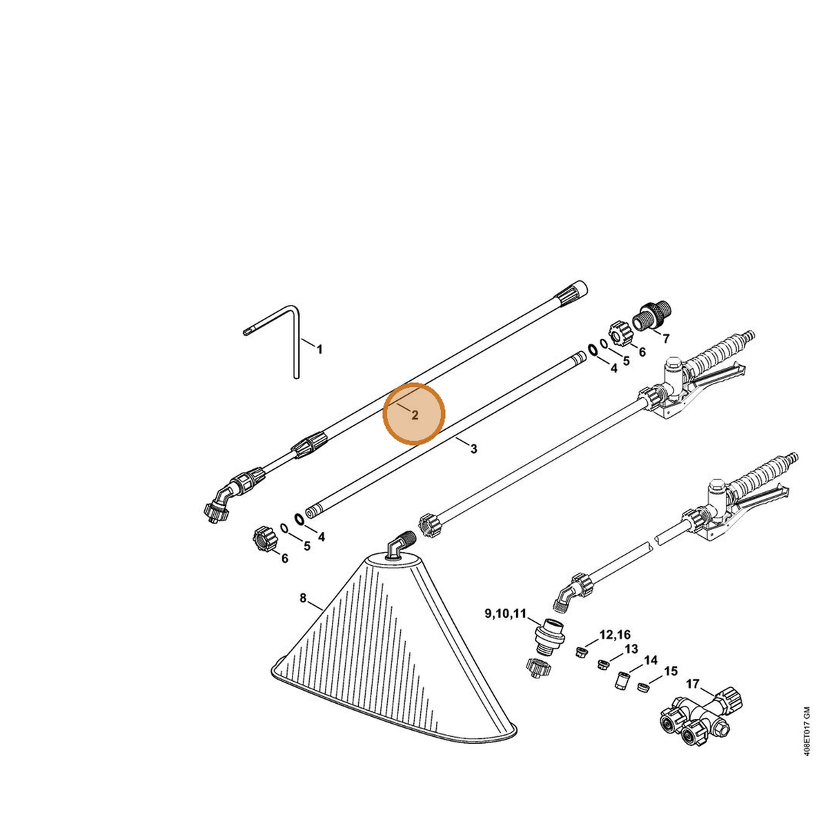 STIHL part 4247-500-2100 — IPL diagram snippet (6x zoom, amber highlight)