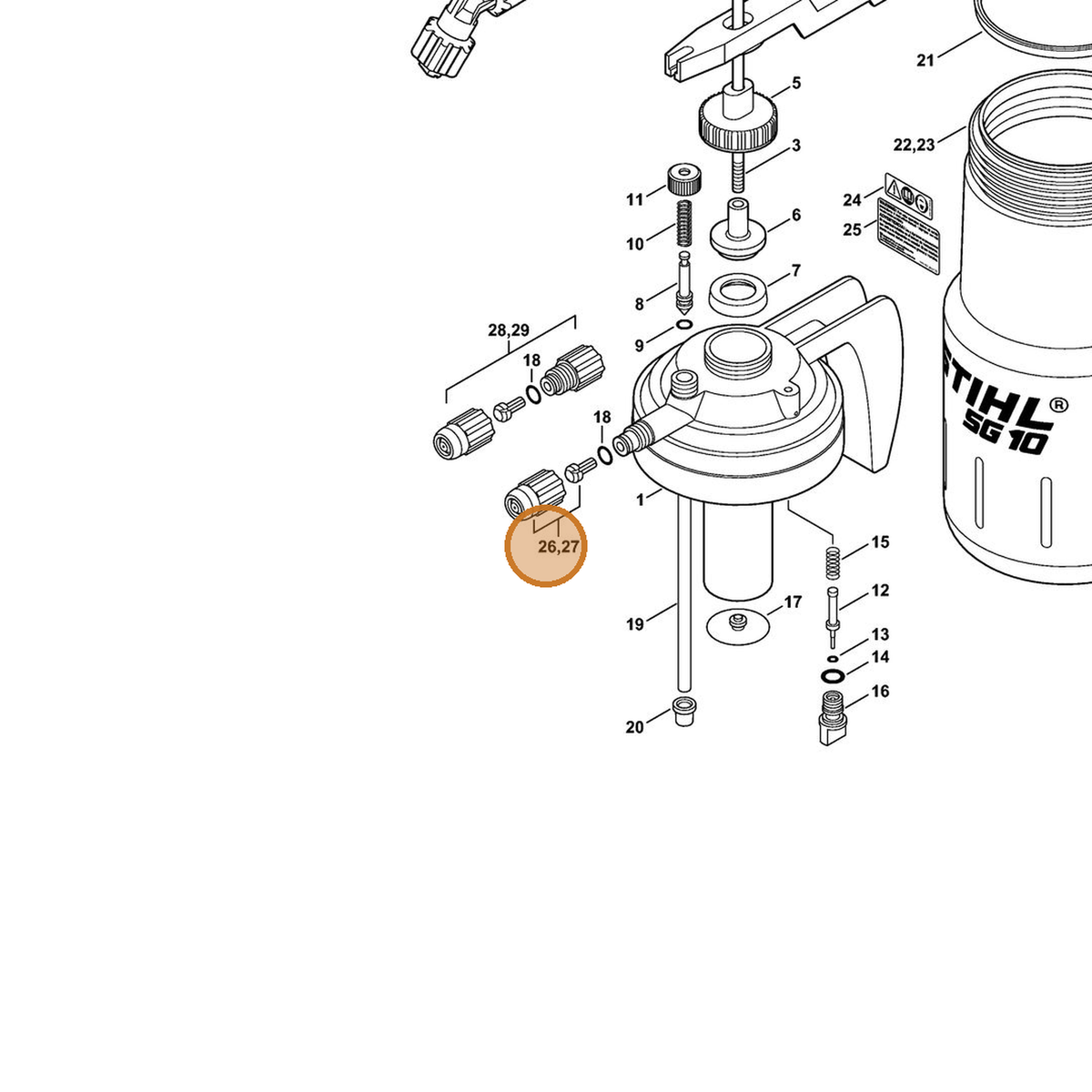STIHL part 4247-500-6310 — IPL diagram snippet (6x zoom, amber highlight)