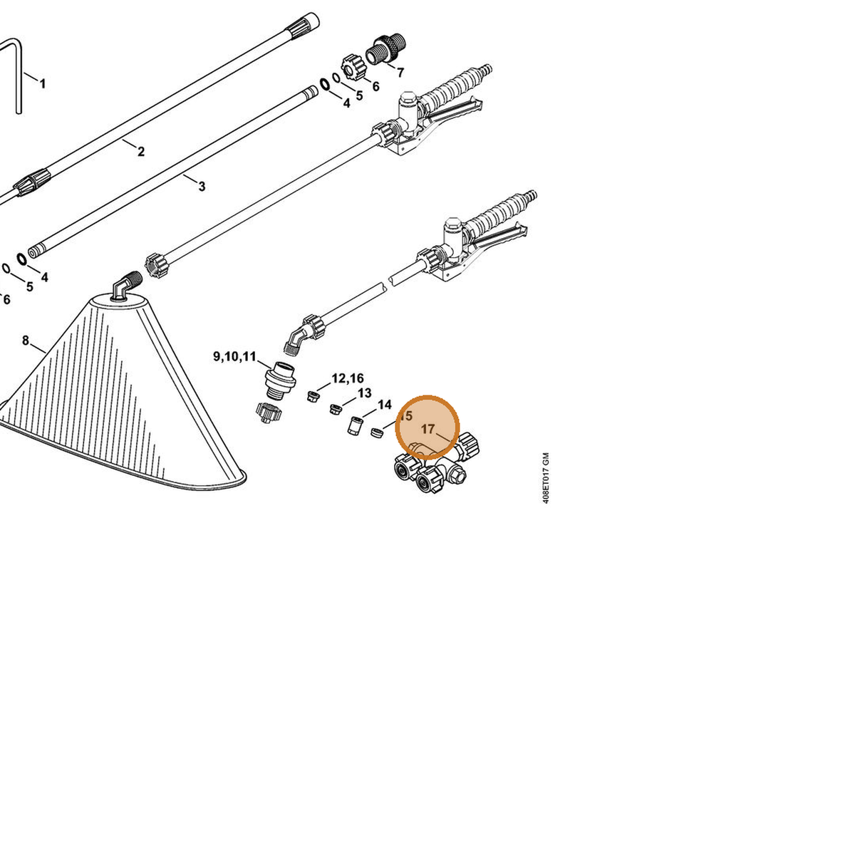 STIHL part 4247-500-8500 — IPL diagram snippet (6x zoom, amber highlight)