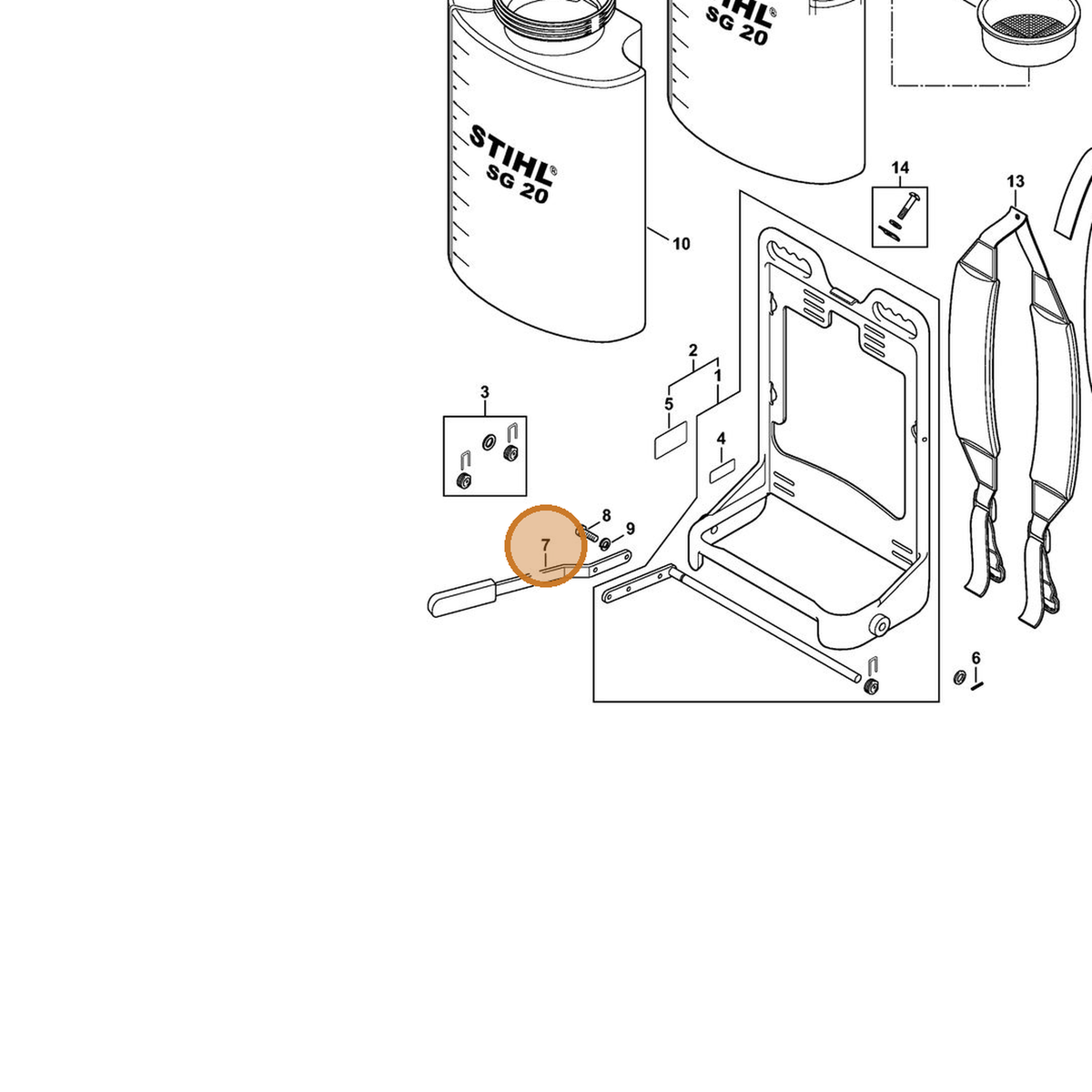STIHL part 4247-700-7000 — IPL diagram snippet (6x zoom, amber highlight)