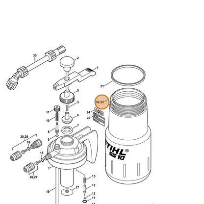 STIHL part 4247-701-0801 — IPL diagram snippet (6x zoom, amber highlight)
