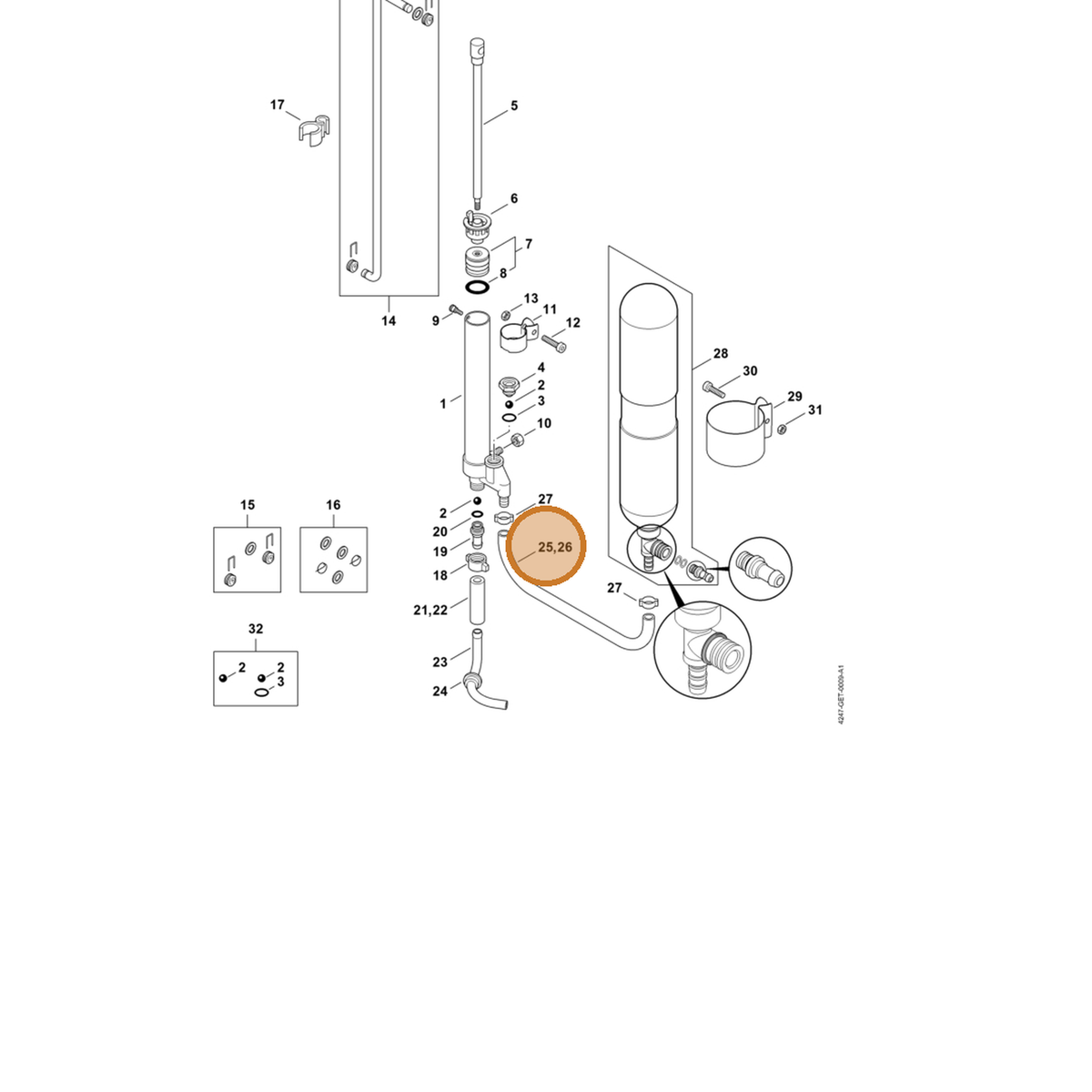STIHL part 4247-701-6001 — IPL diagram snippet (6x zoom, amber highlight)