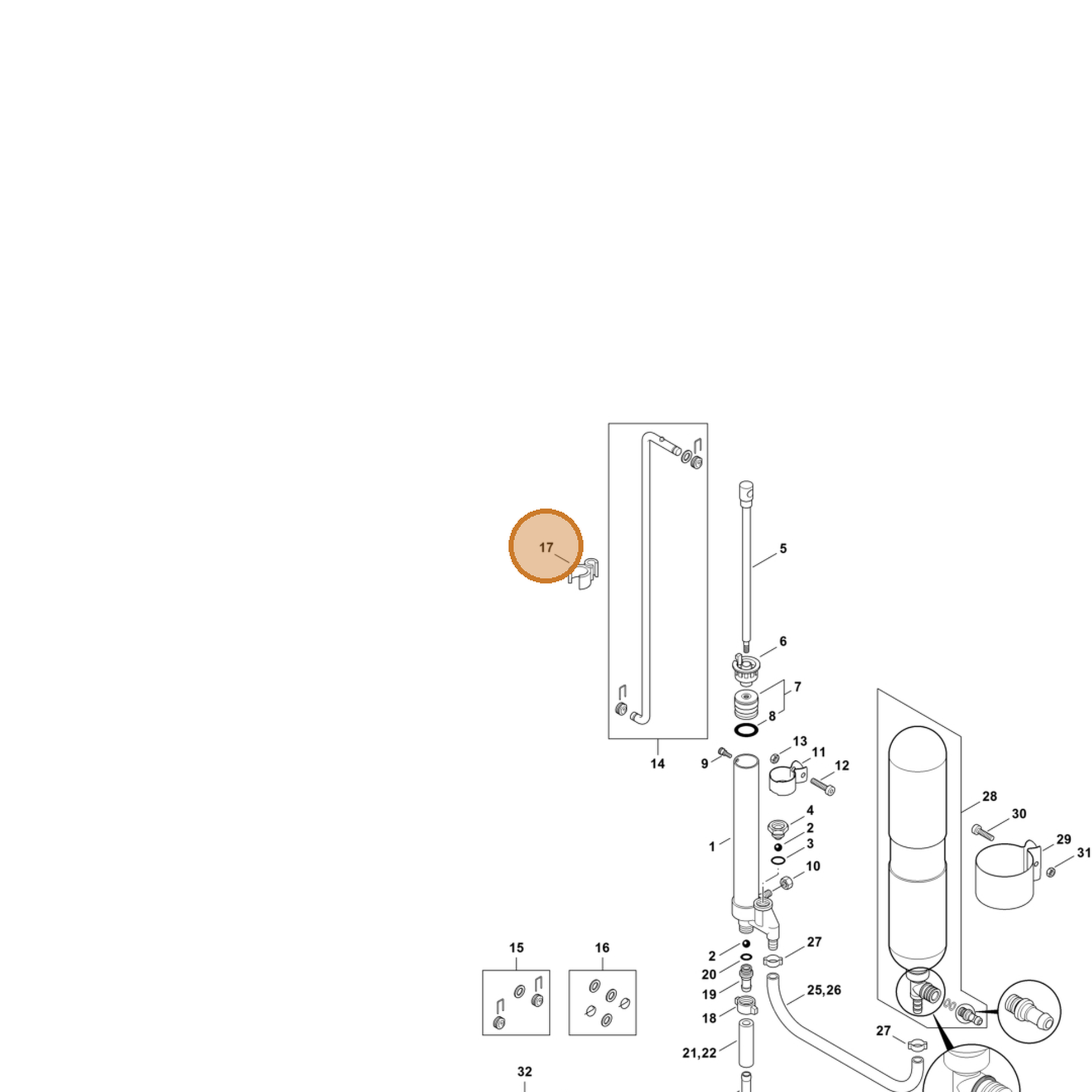 STIHL part 4247-705-1100 — IPL diagram snippet (6x zoom, amber highlight)