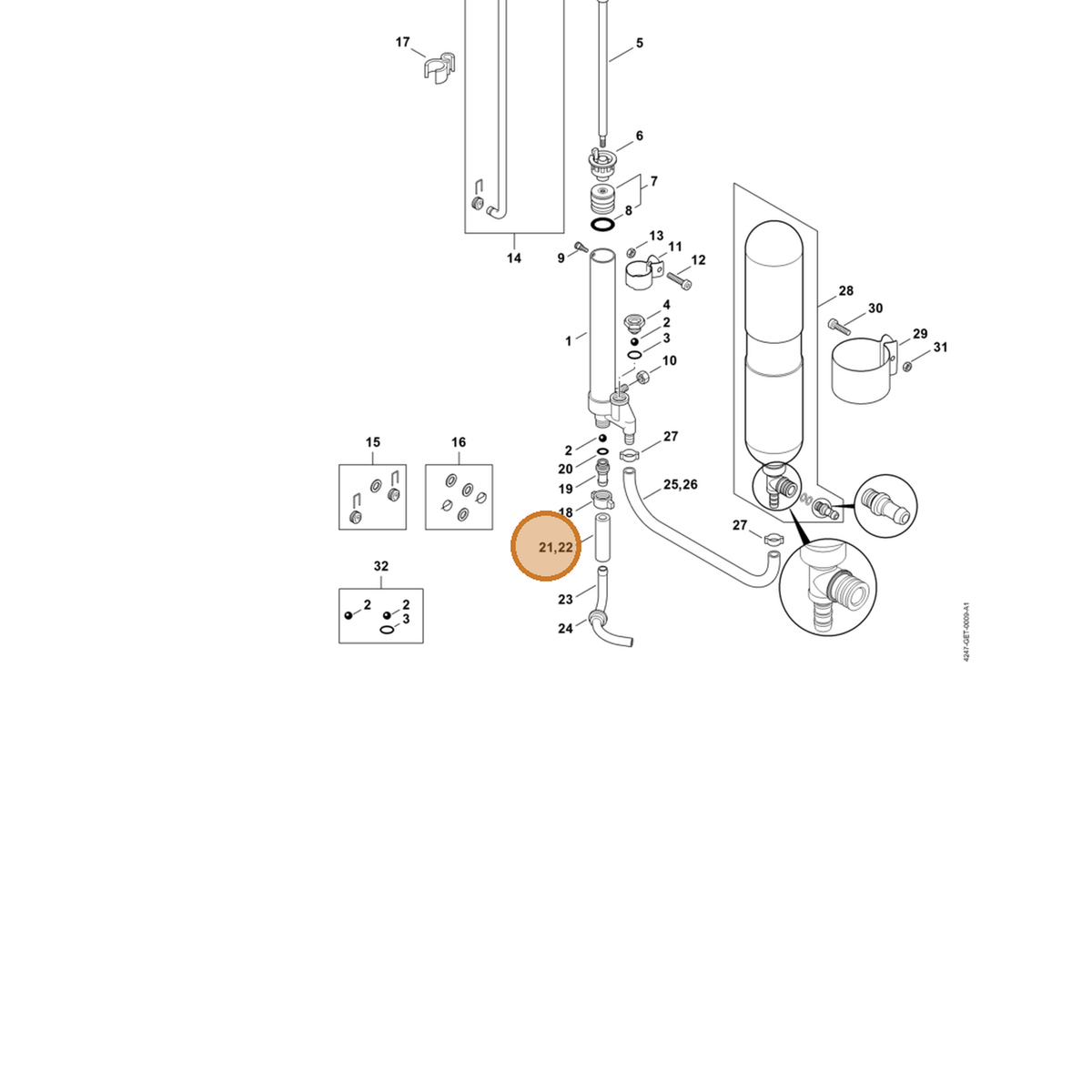STIHL part 4247-705-4700 — IPL diagram snippet (6x zoom, amber highlight)