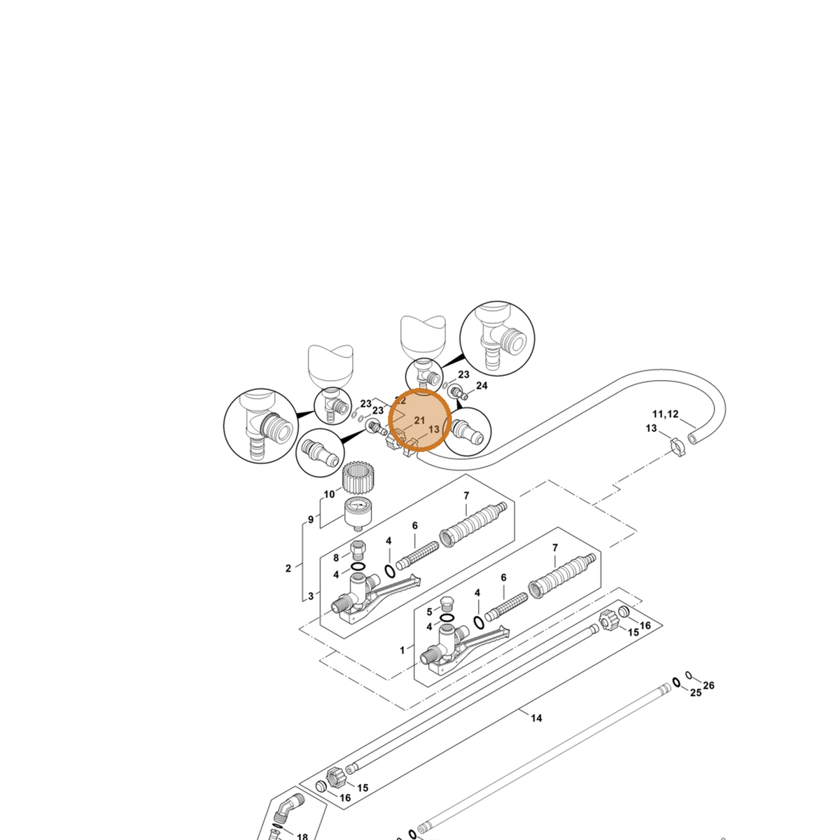 STIHL part 4247-708-3100 — IPL diagram snippet (6x zoom, amber highlight)
