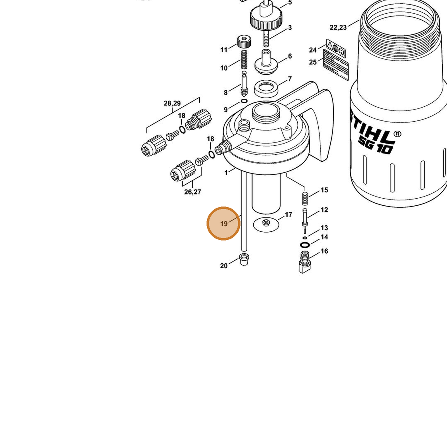 STIHL part 4247-708-3500 — IPL diagram snippet (6x zoom, amber highlight)