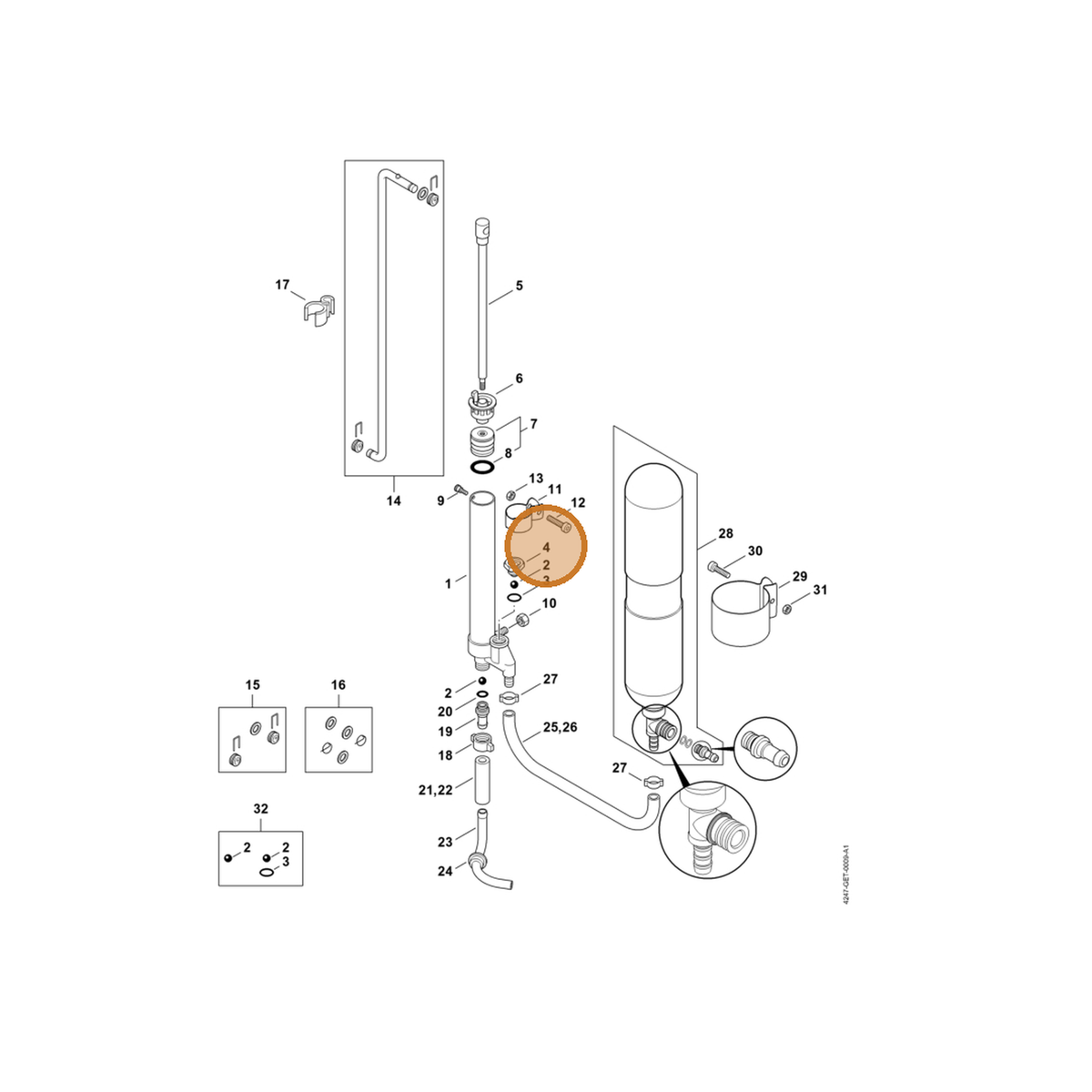 STIHL part 4247-708-5800 — IPL diagram snippet (6x zoom, amber highlight)
