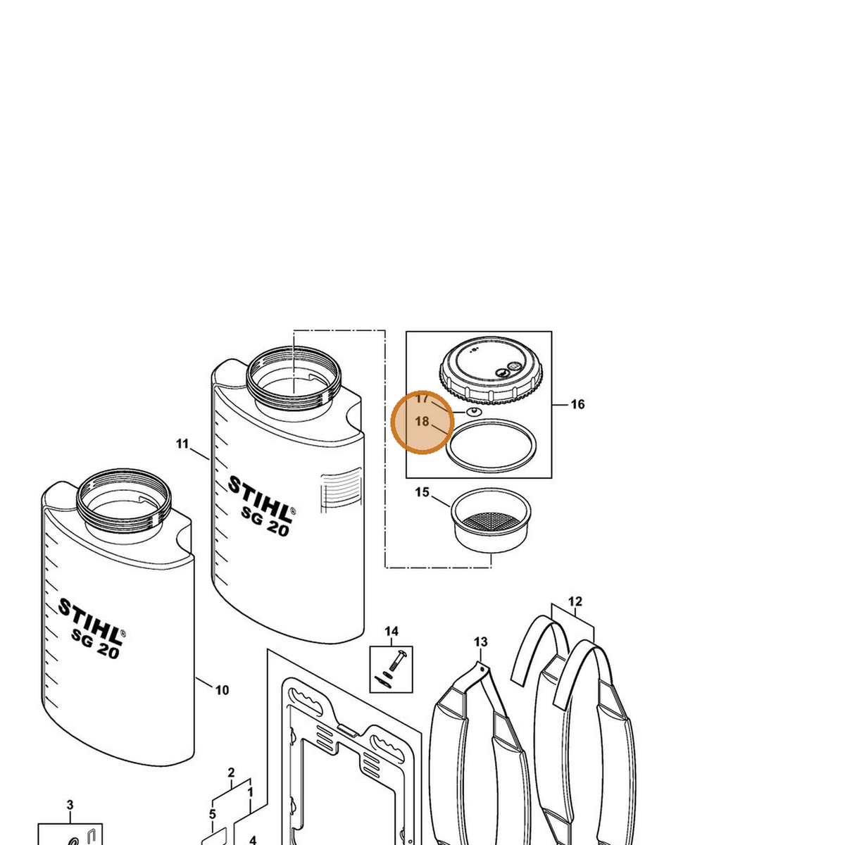 STIHL part 4247-709-2000 — IPL diagram snippet (6x zoom, amber highlight)