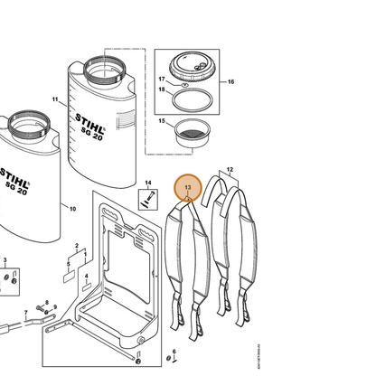 STIHL part 4247-710-9000 — IPL diagram snippet (6x zoom, amber highlight)