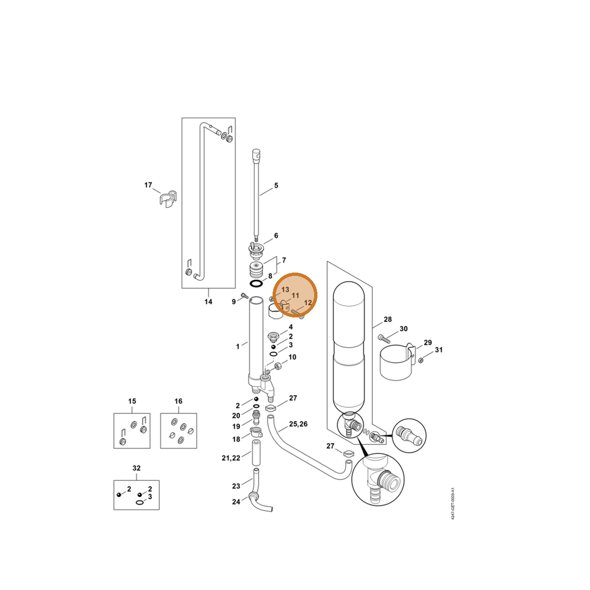 STIHL part 4247-792-1600 — IPL diagram snippet (6x zoom, amber highlight)