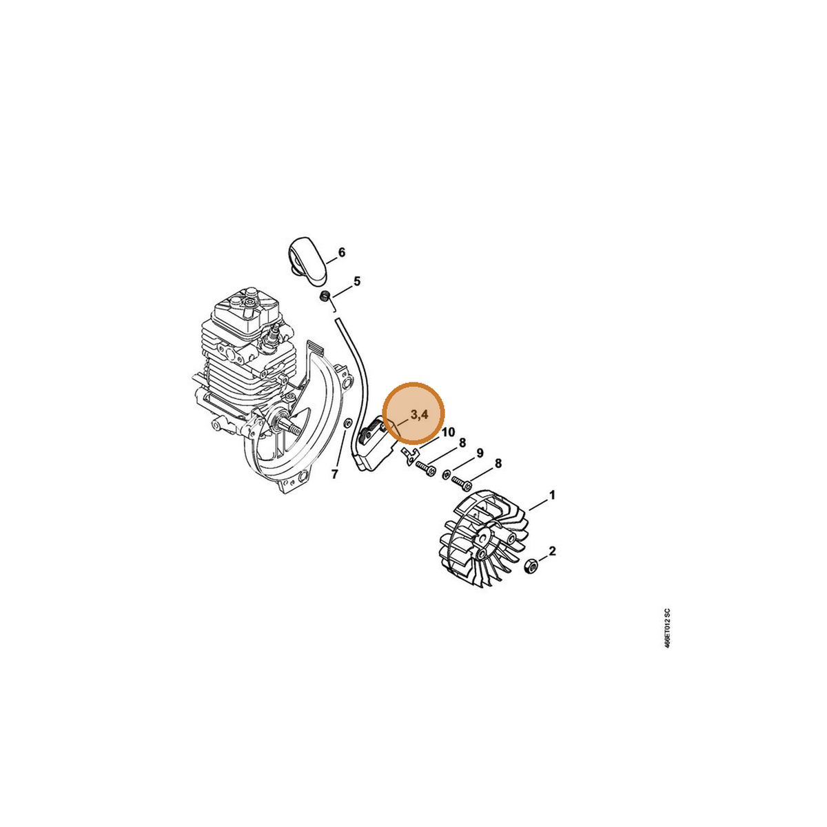 STIHL part 4249-400-1300 — IPL diagram snippet (6x zoom, amber highlight)