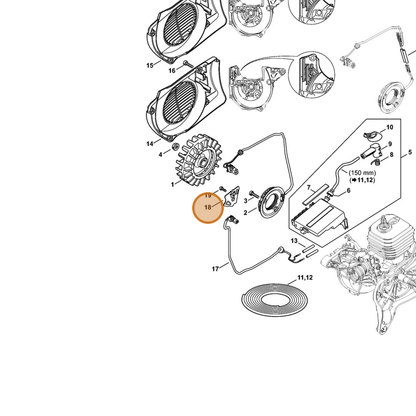STIHL part 4250-021-1100 — IPL diagram snippet (6x zoom, amber highlight)