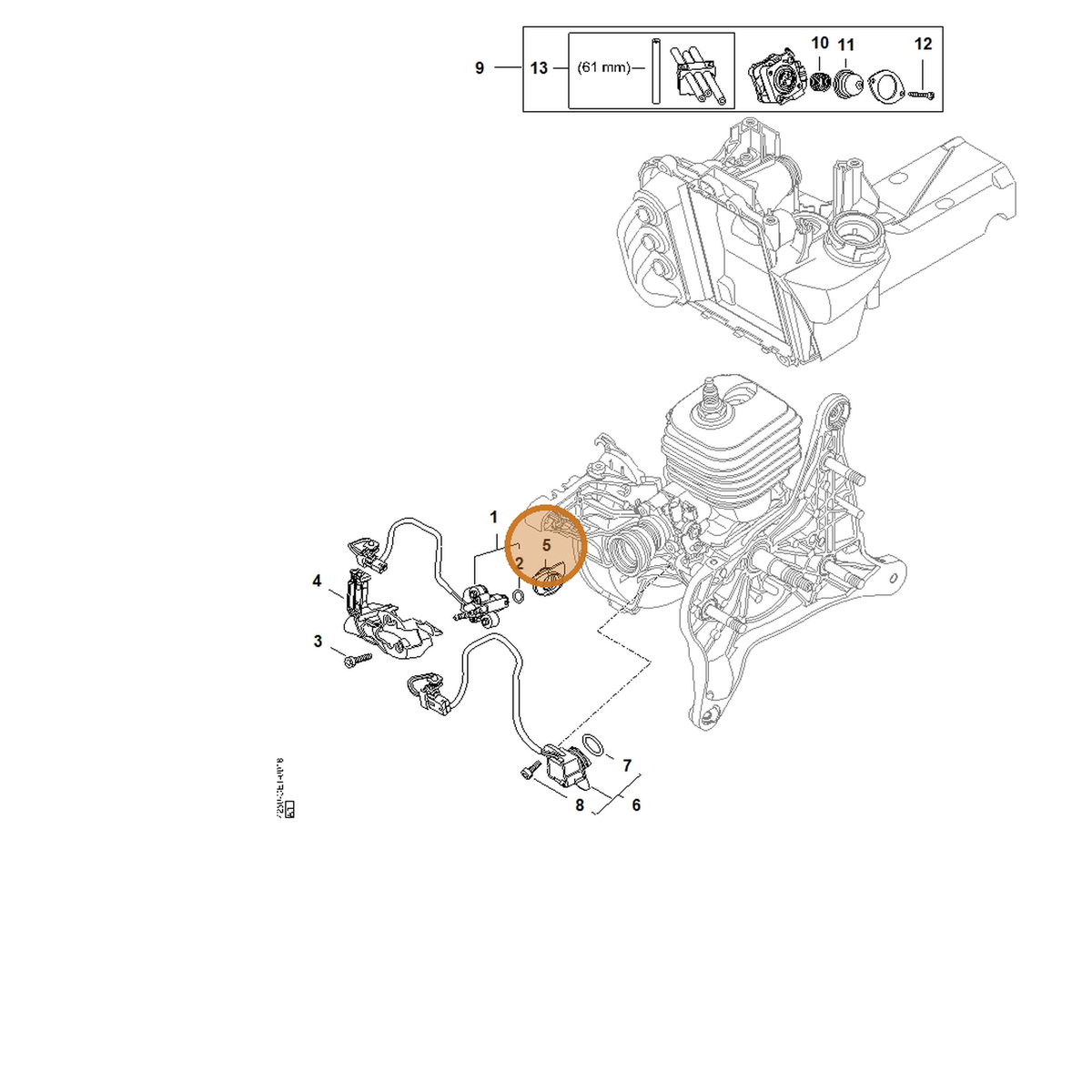 STIHL part 4250-028-1000 — IPL diagram snippet (6x zoom, amber highlight)