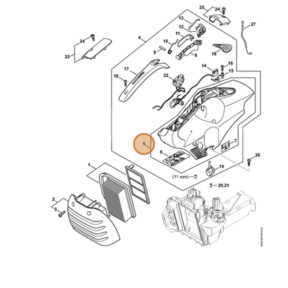 STIHL part 4250-080-1601 — IPL diagram snippet (6x zoom, amber highlight)