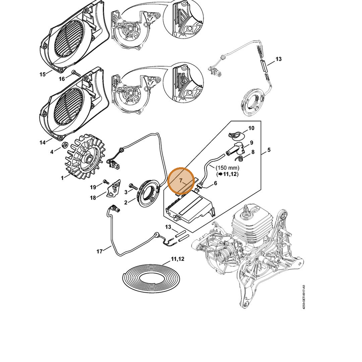 STIHL part 4250-084-9600 — IPL diagram snippet (6x zoom, amber highlight)