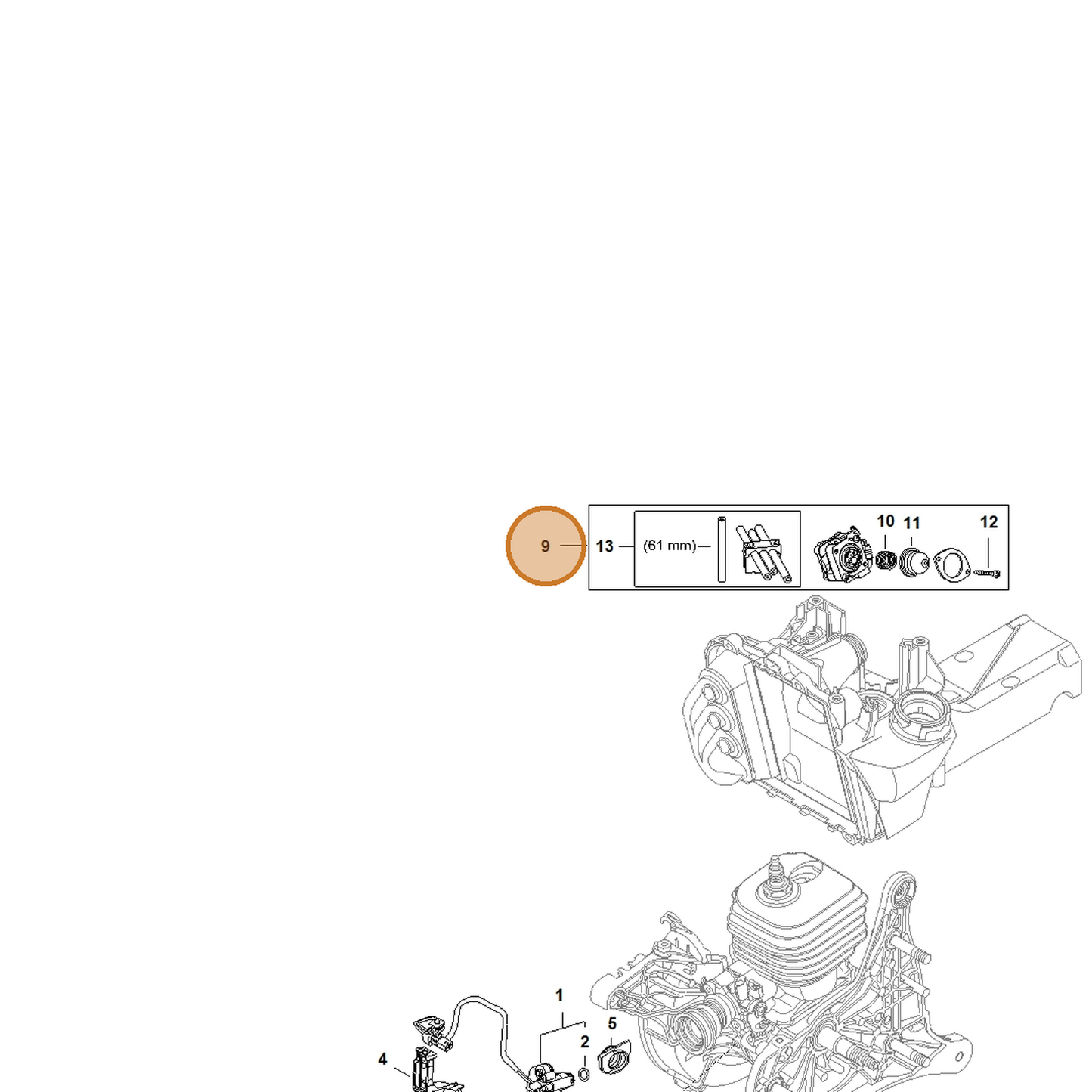 STIHL part 4250-130-0304 — IPL diagram snippet (6x zoom, amber highlight)