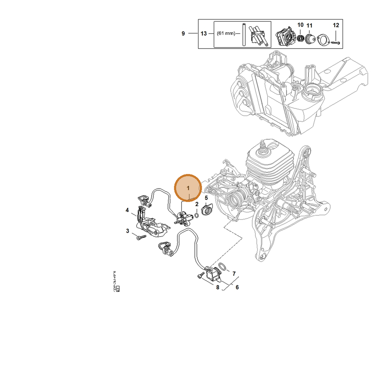 STIHL part 4250-130-3311 — IPL diagram snippet (6x zoom, amber highlight)