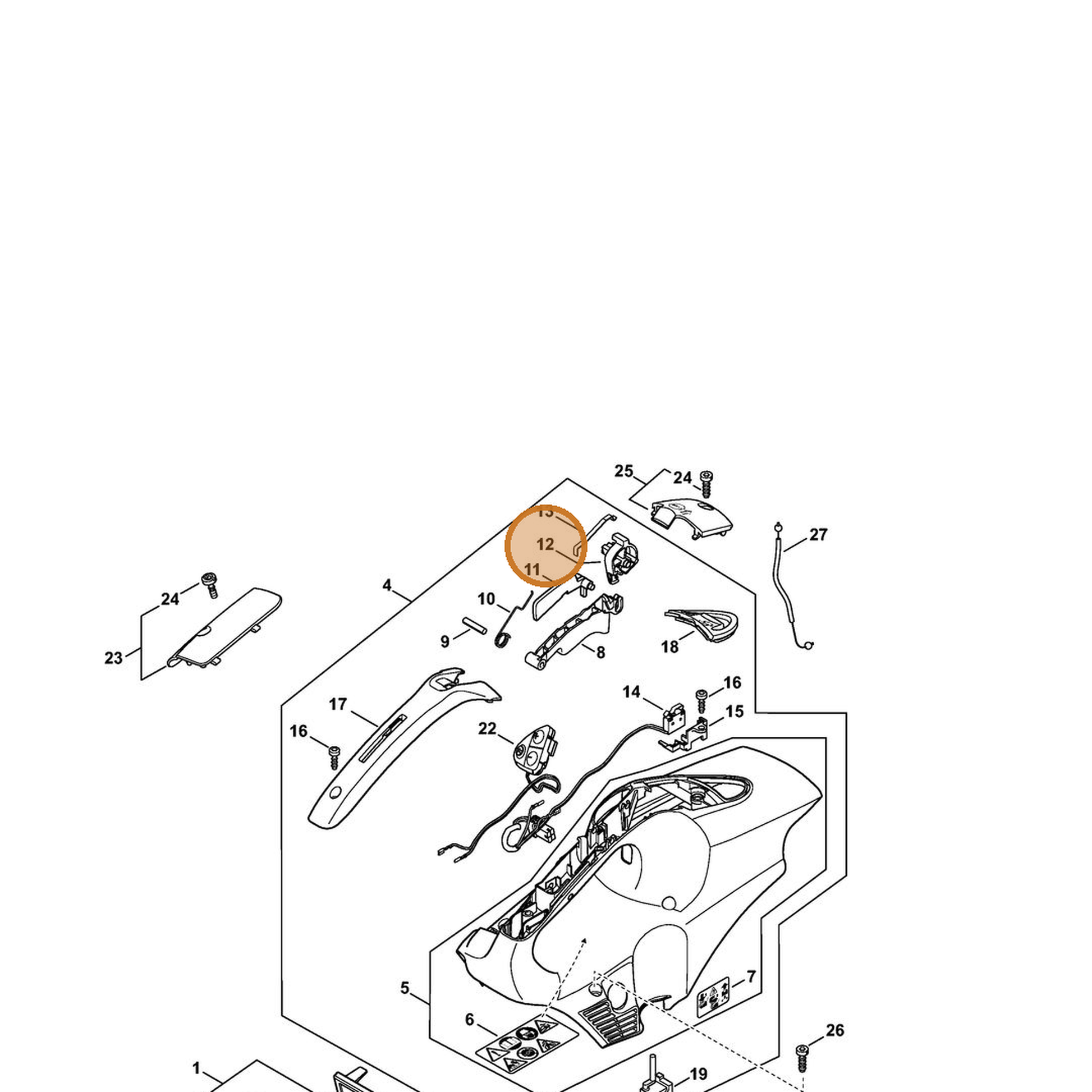 STIHL part 4250-180-0900 — IPL diagram snippet (6x zoom, amber highlight)
